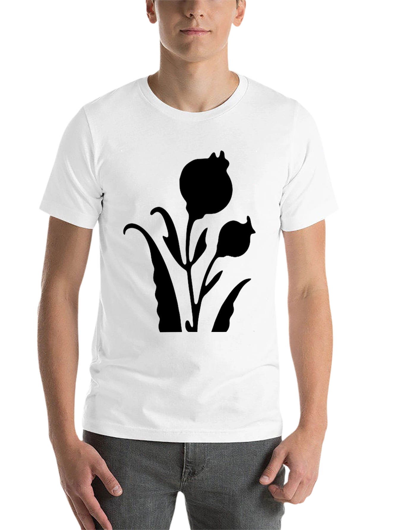 Black Black Floral Silhouette T-Shirt view 14