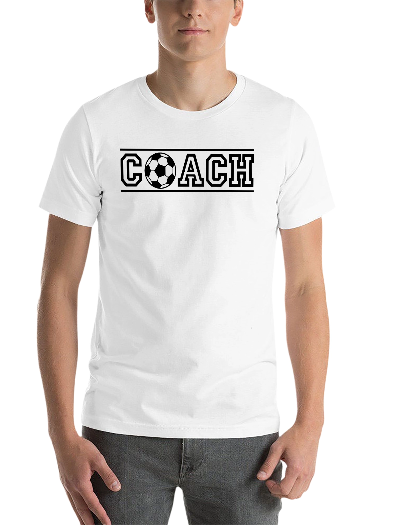 Black Soccer Coach T-Shirt - Black Crew Neck Tee view 14
