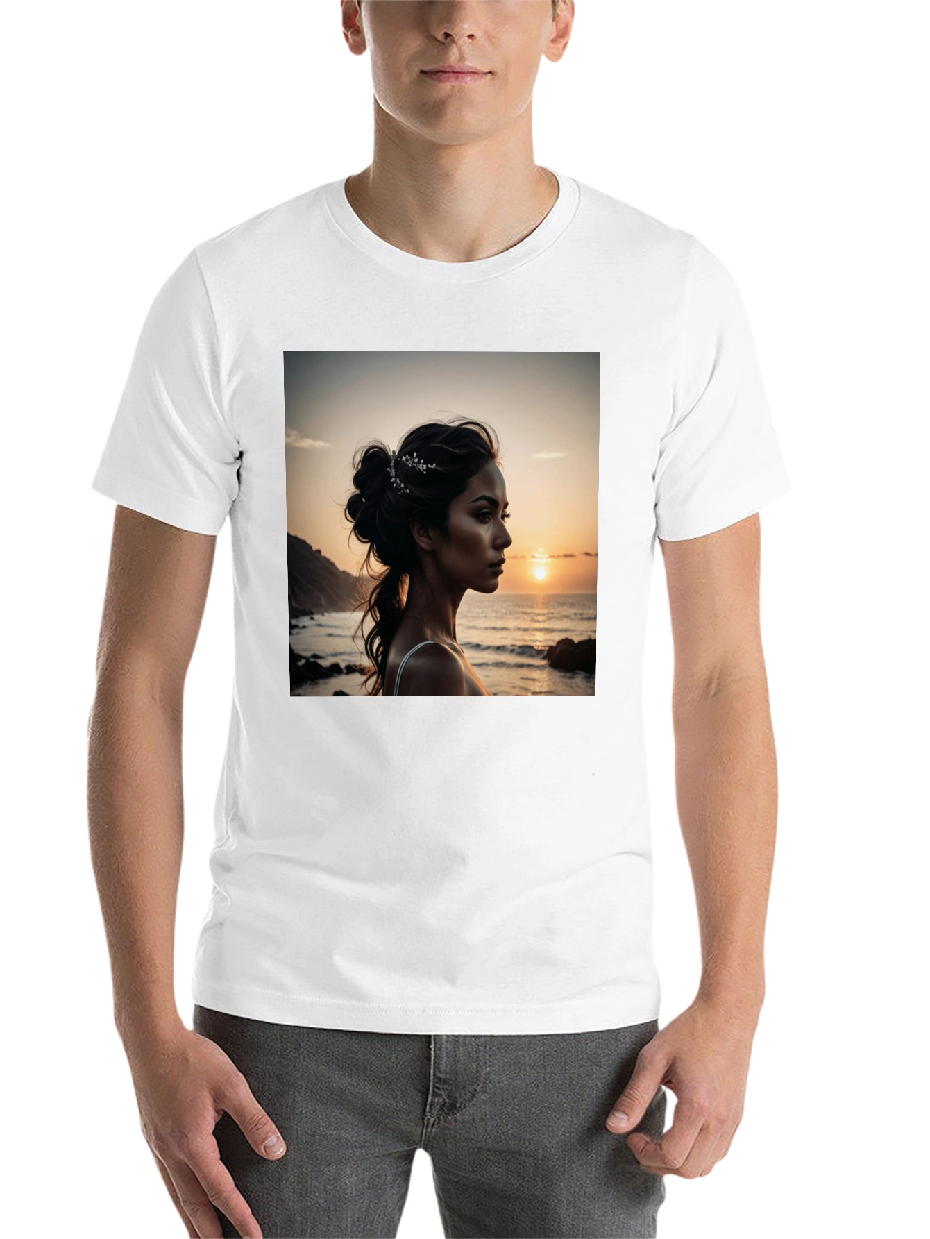 Black Sunset Beauty Graphic Tee - Classic Black Cotton view 14