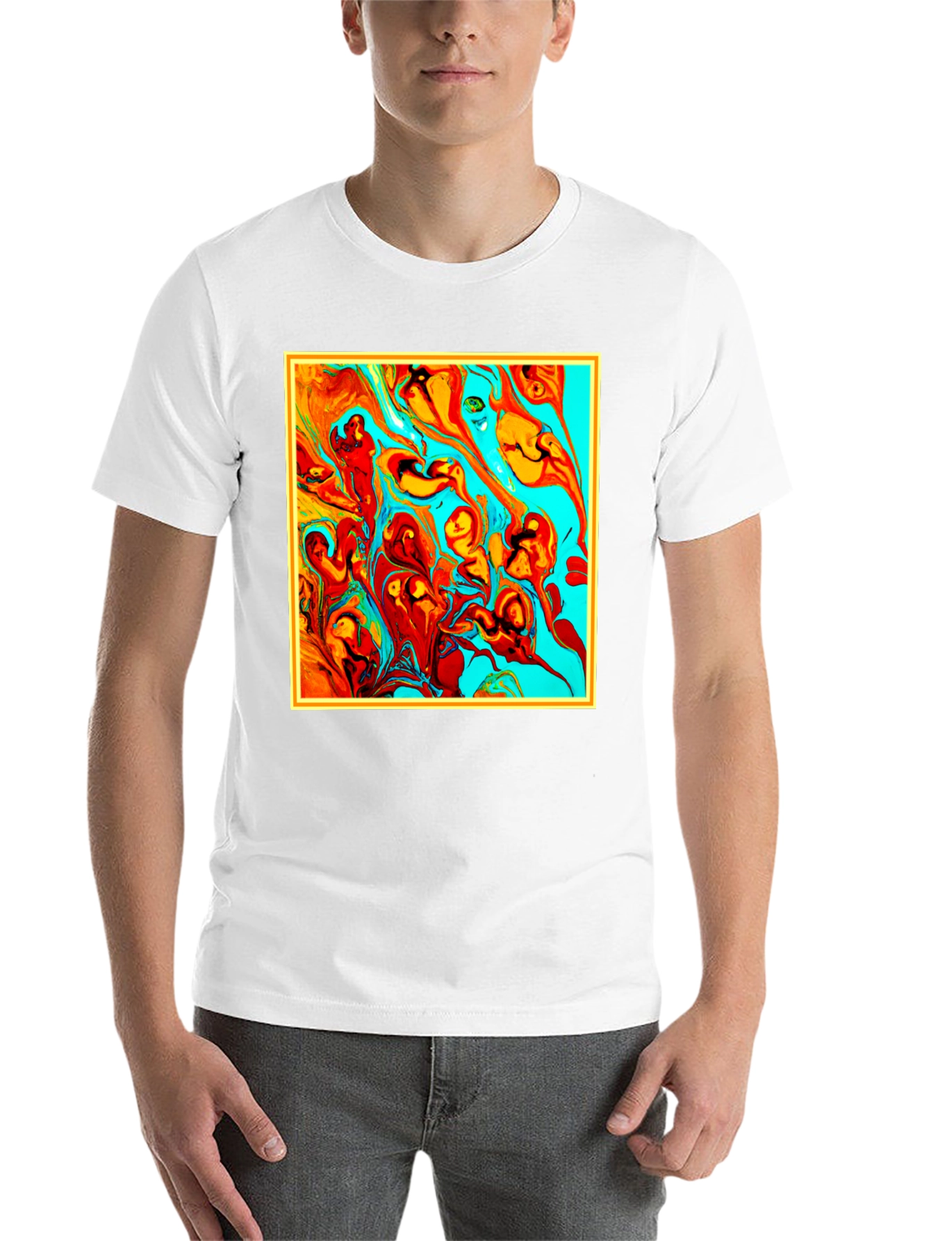 Black Abstract Art Graphic Tee - Unique Men's T-Shirt view 14