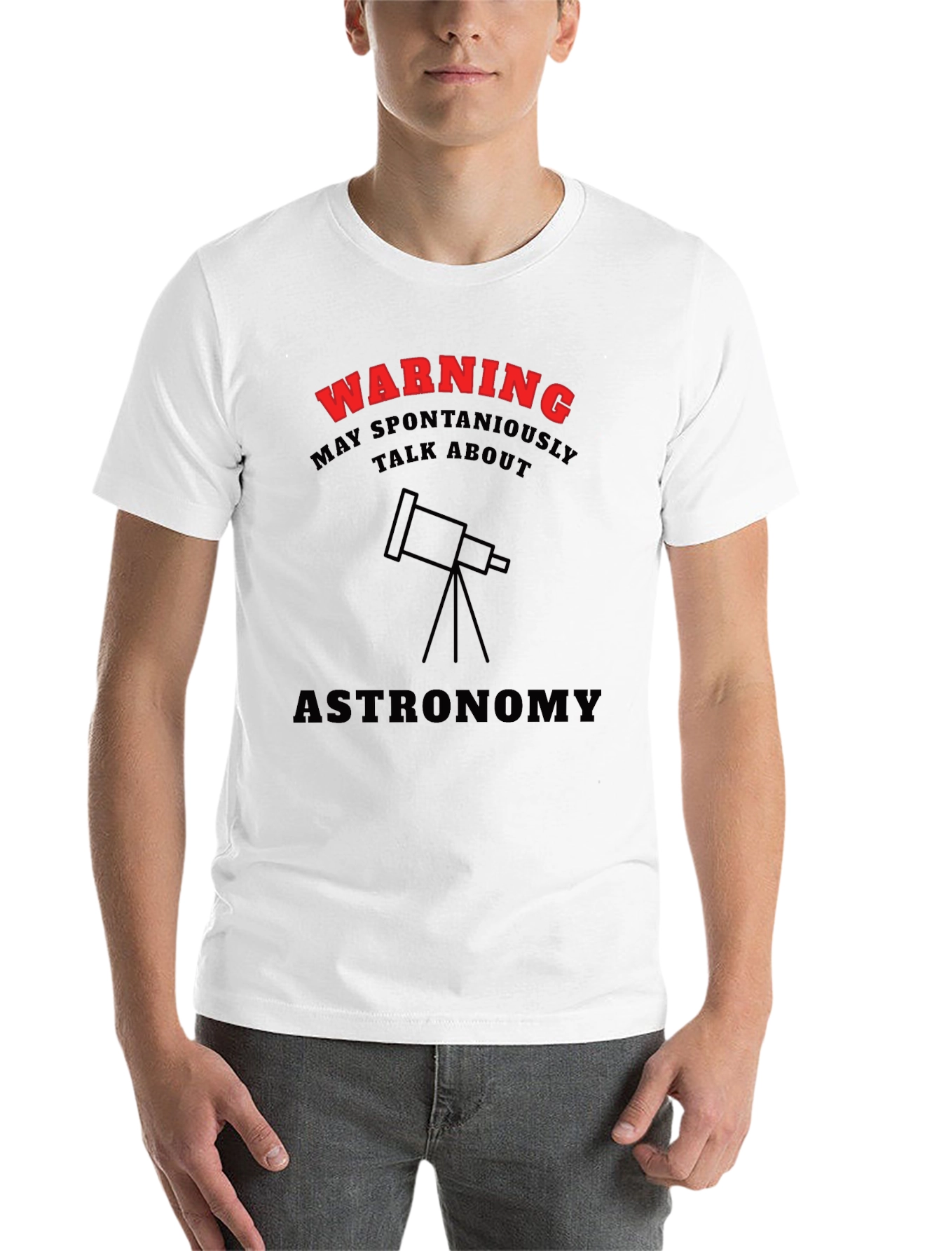 Black Astronomy Warning T-Shirt - Spontaneously Talk About Stars! view 14