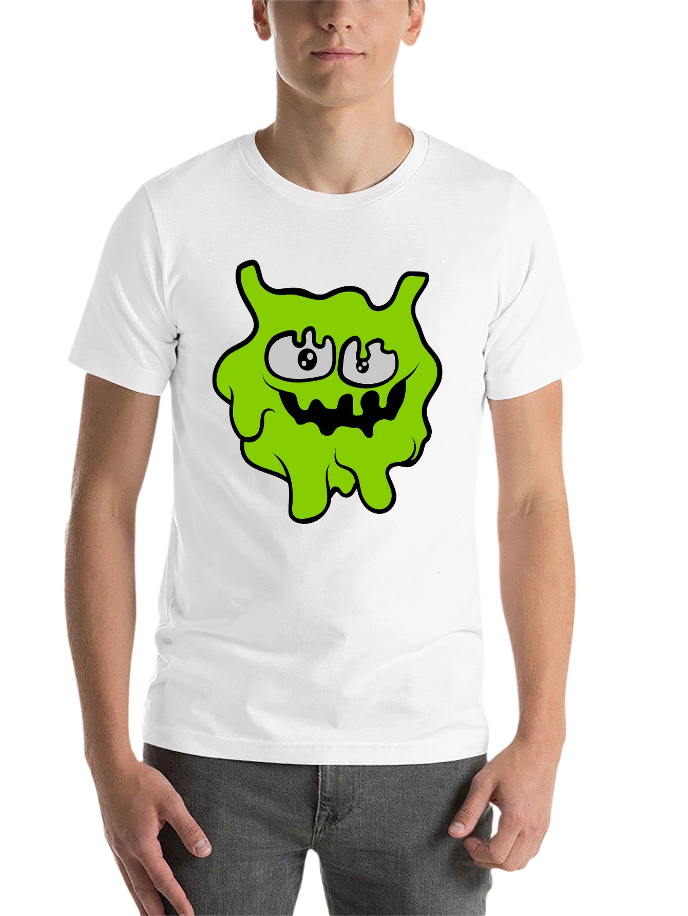 Black Funny Slime Monster Graphic Tee - Black view 14