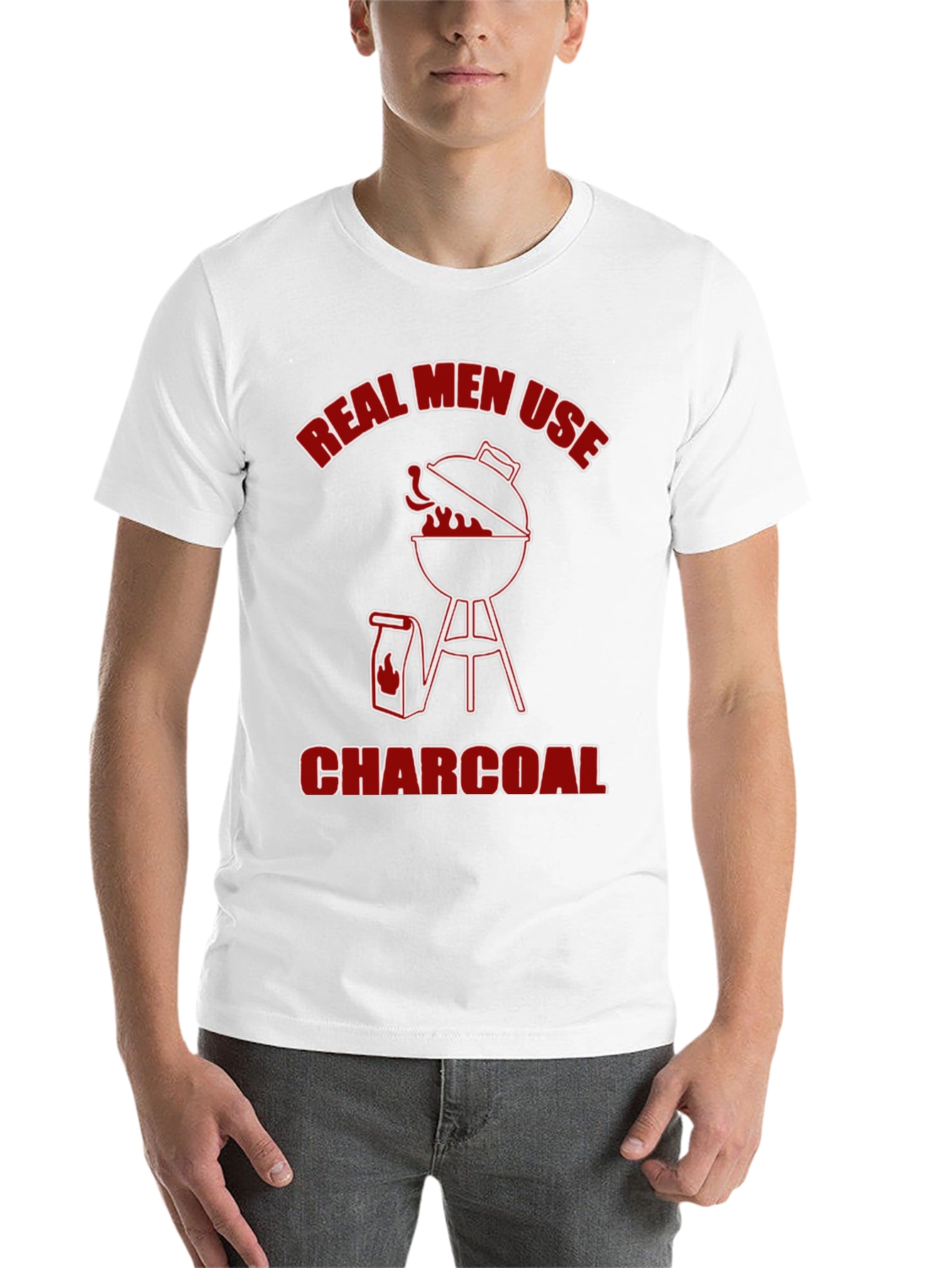 Black Real Men Use Charcoal T-Shirt - BBQ Grill Design view 14