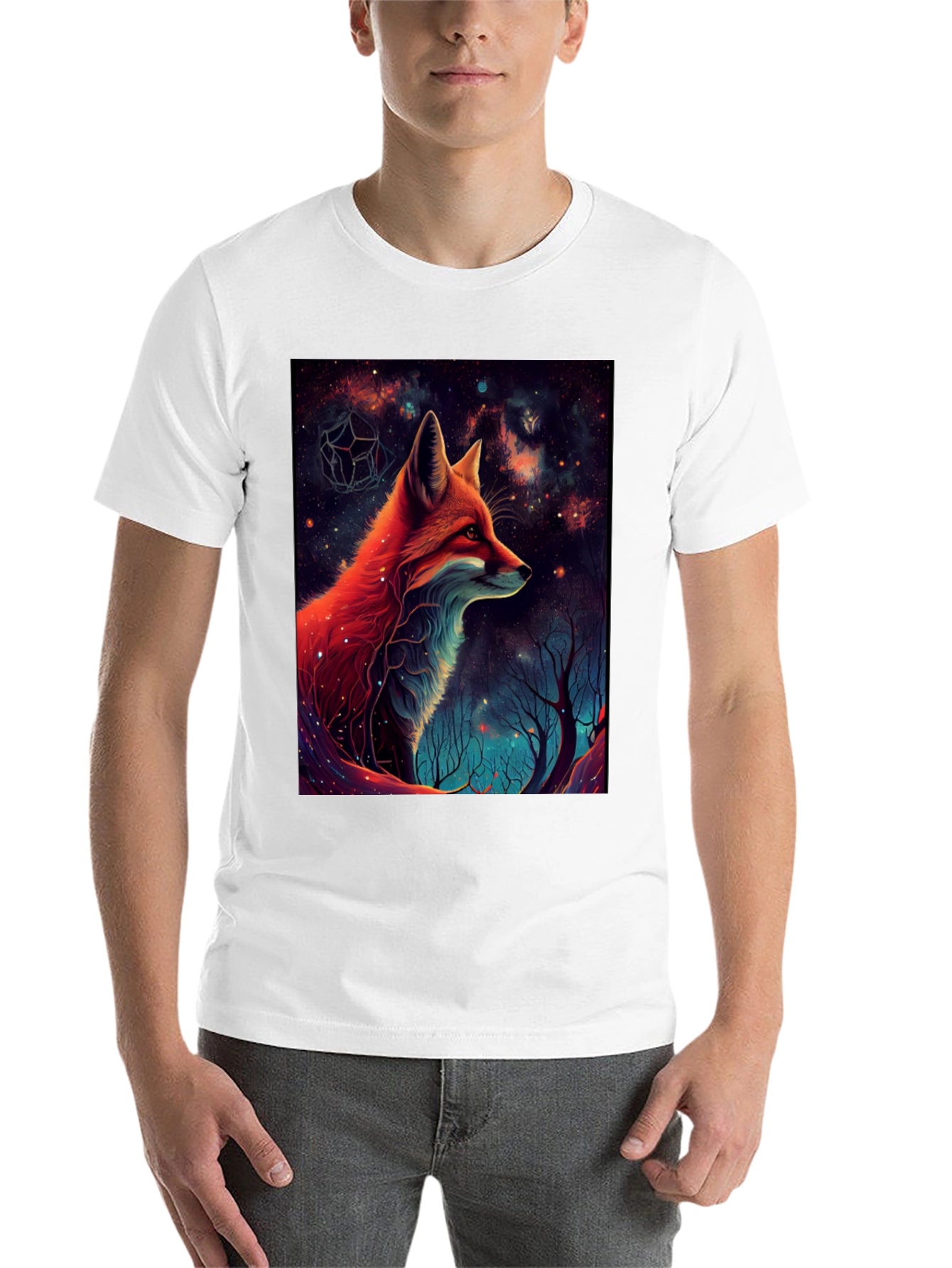 Black Cosmic Fox Graphic Tee - Men's Black T-Shirt view 14