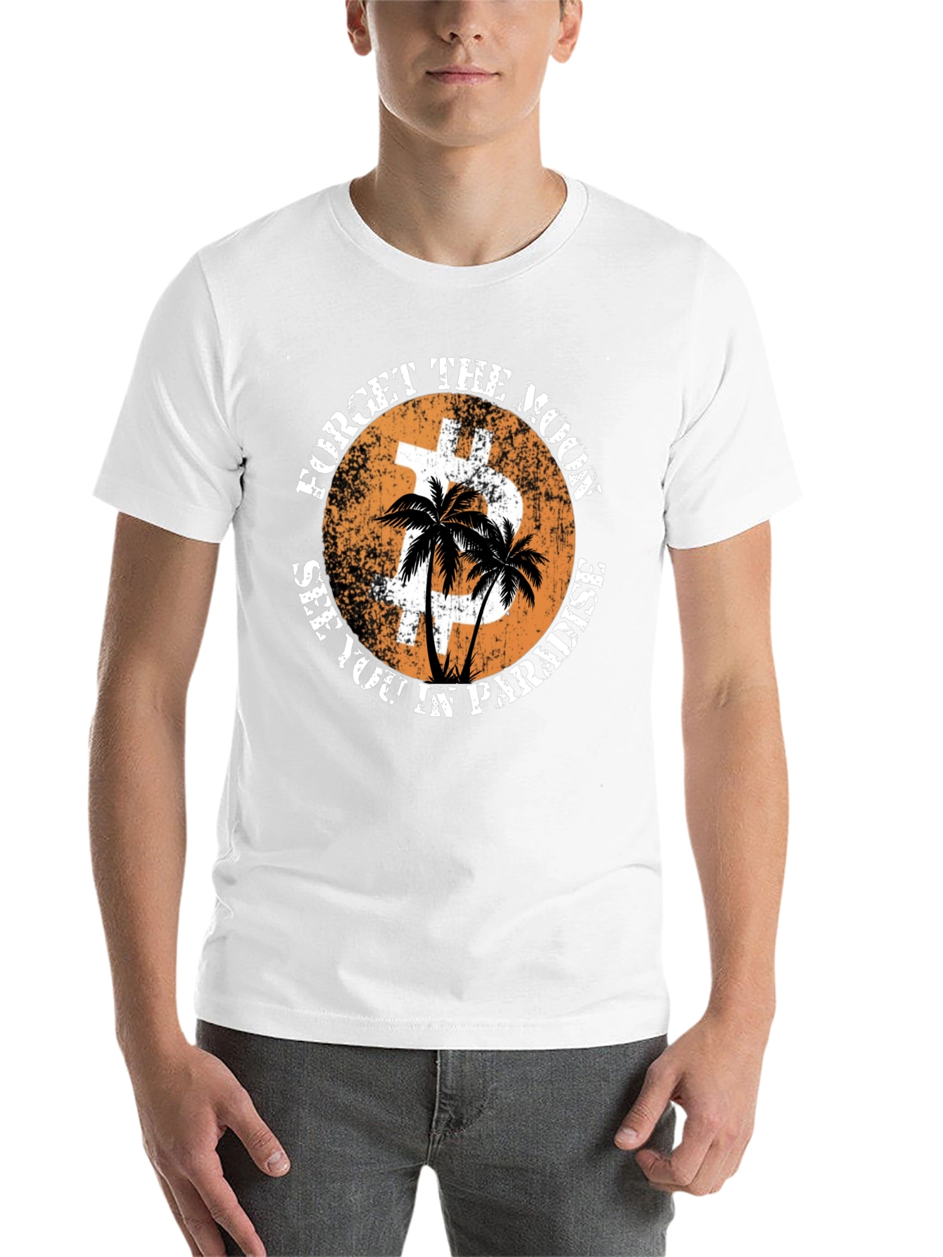 Black Forget the Moon Bitcoin Paradise T-Shirt view 14