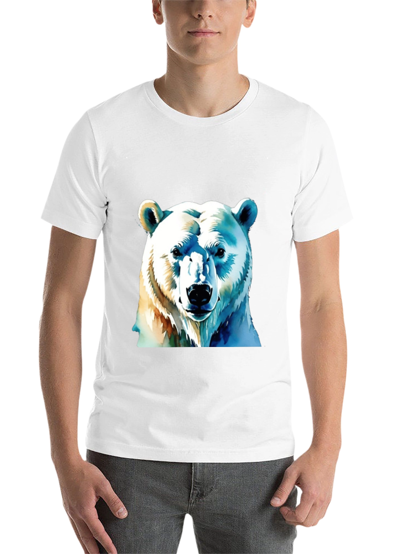 Black Polar Bear Graphic Tee - Black Cotton T-Shirt view 14