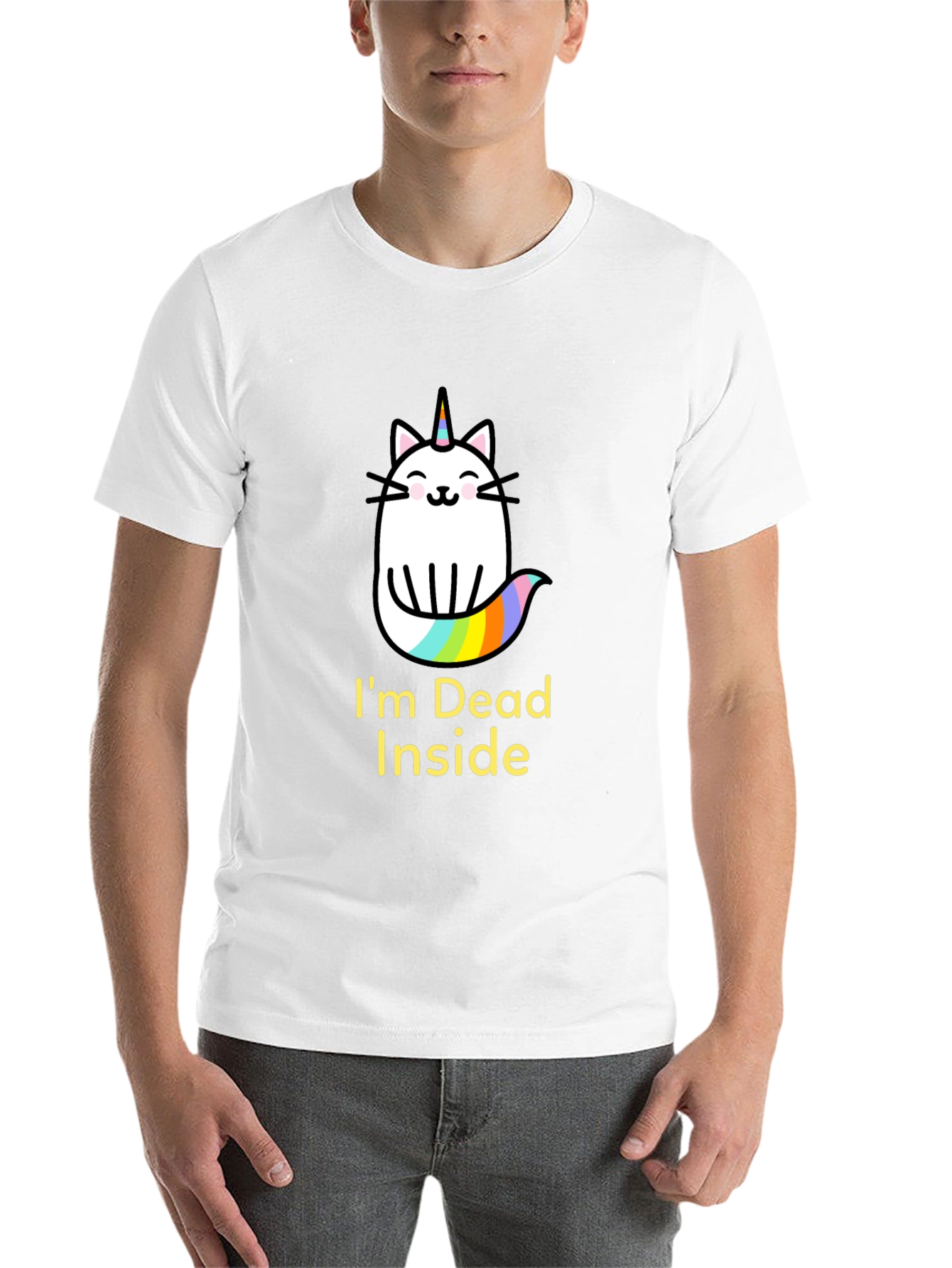 Black Dead Inside Unicorn Cat Graphic Tee view 14