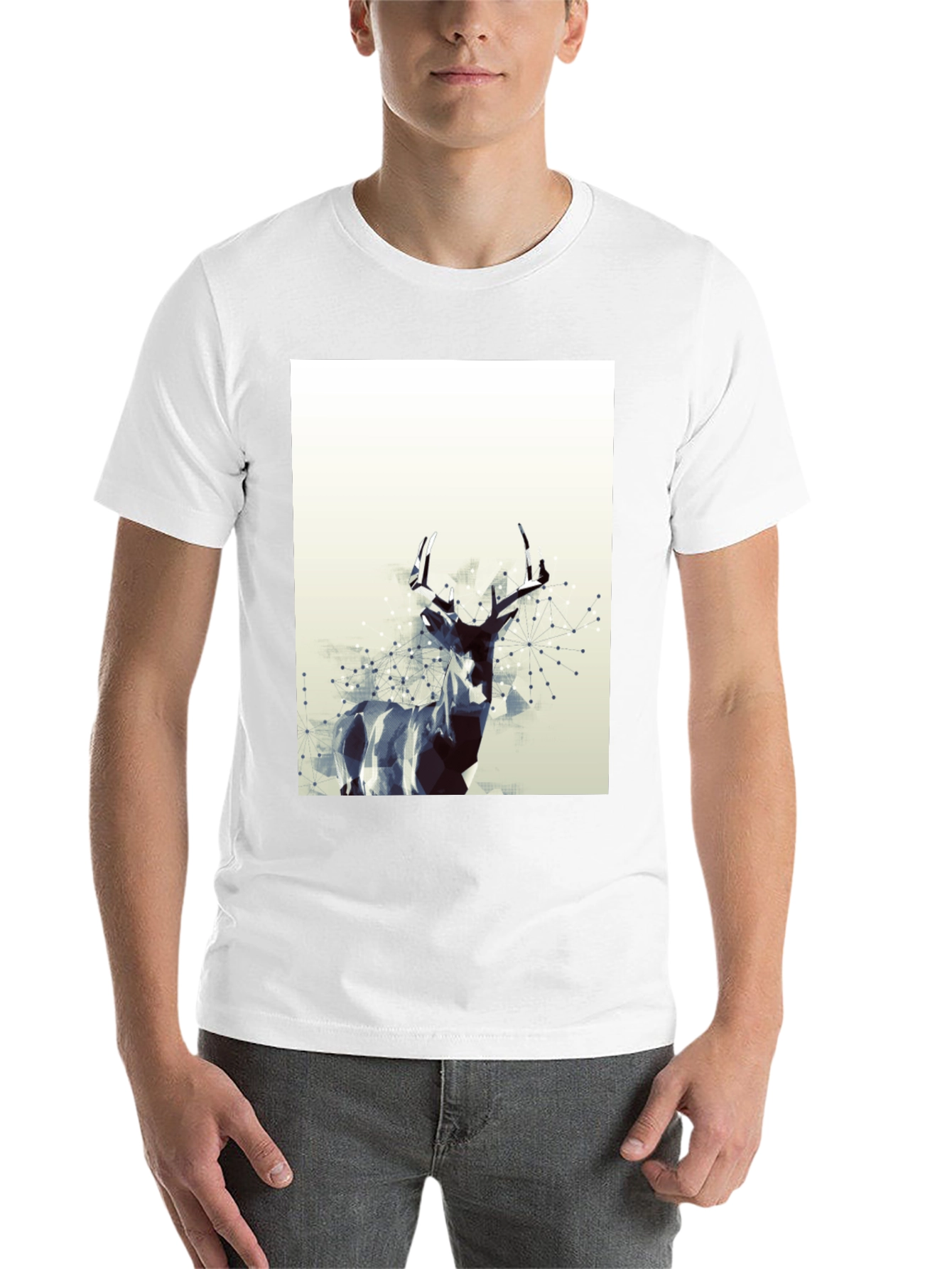 Black Geometric Deer Graphic T-Shirt - Modern Art Tee view 14