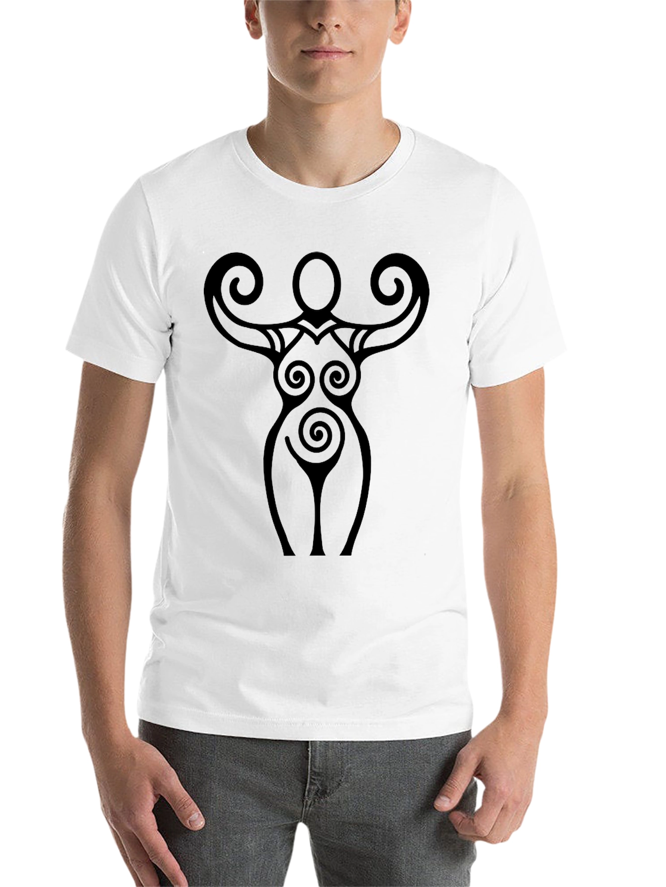 Black Spiral Goddess Graphic Tee - Black Cotton T-Shirt view 14