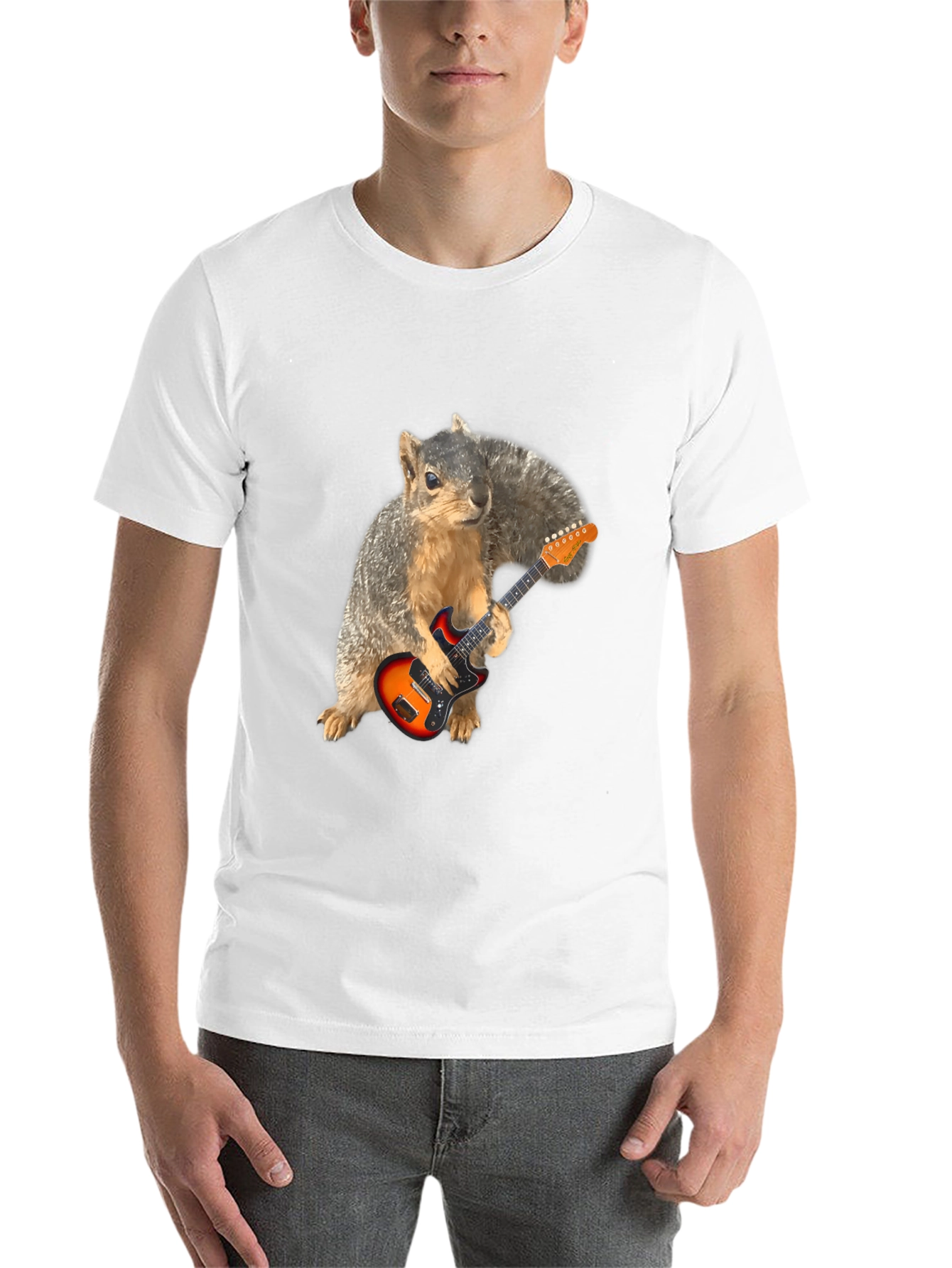 Black Squirrel Guitarist Graphic Tee - Black T-Shirt view 14