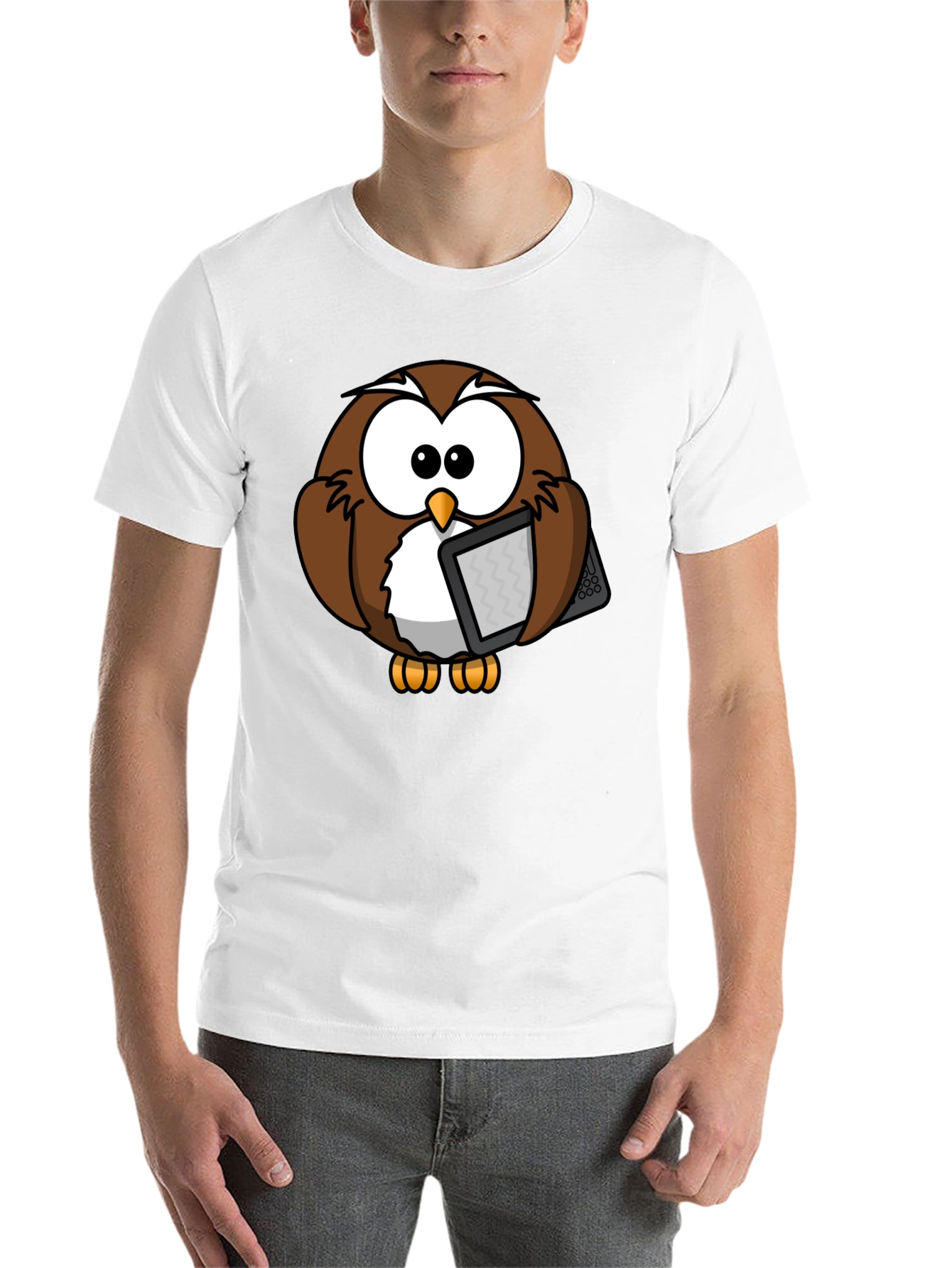 Black Owl Reading E-reader Graphic T-Shirt view 14