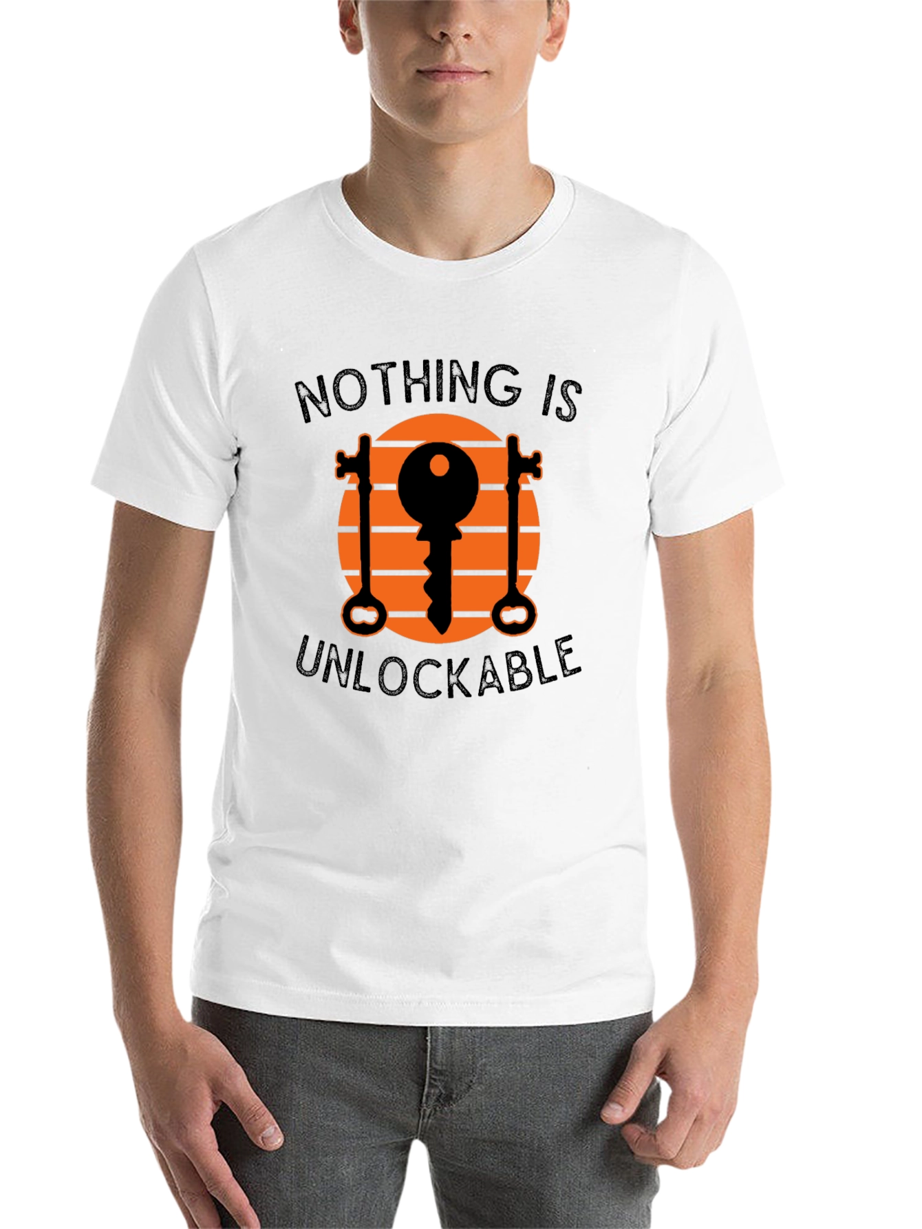 Black Unlockable Graphic Tee - Novelty Key Design T-Shirt view 14
