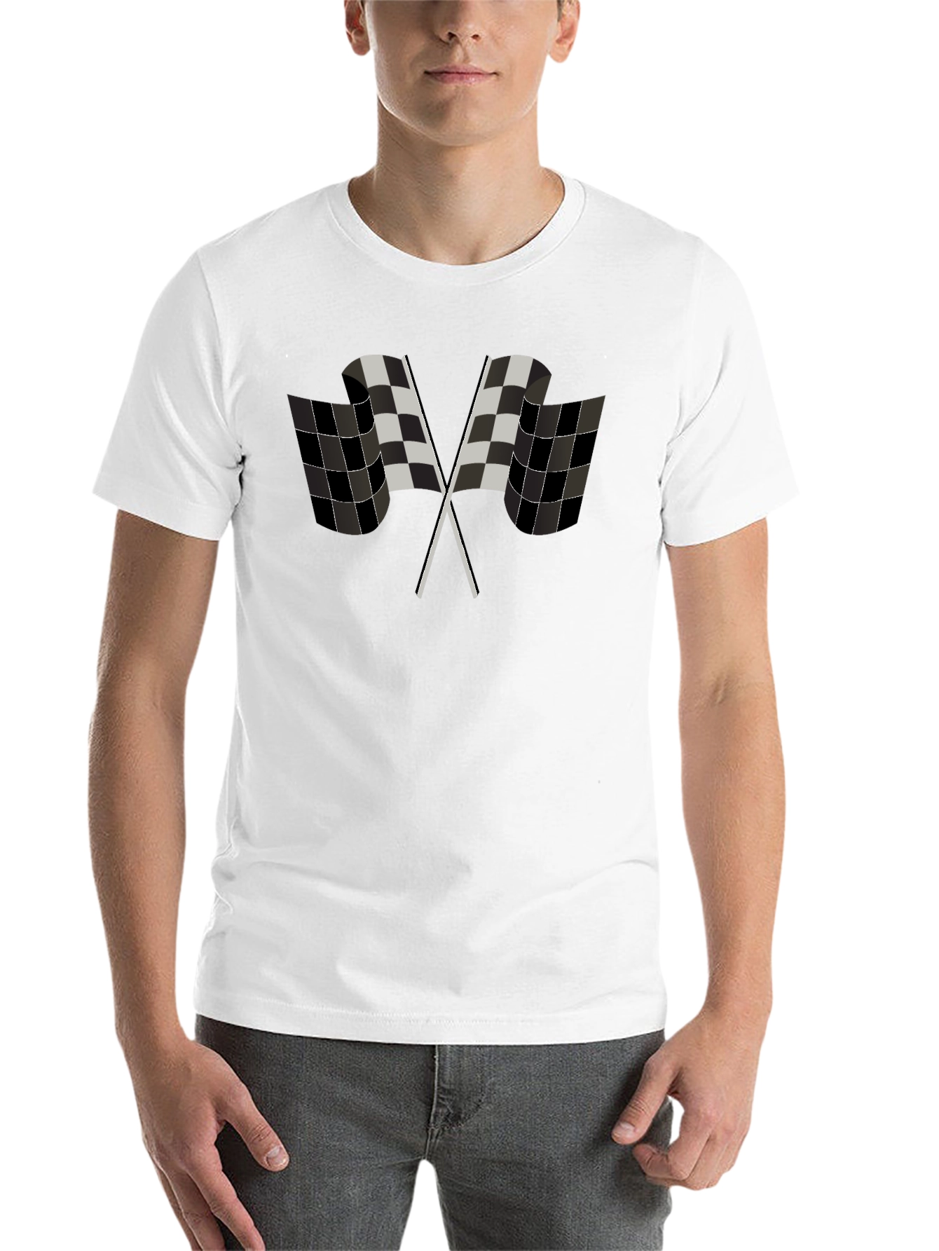 Black Checkered Flag Graphic Tee - Racing Fan Apparel view 14