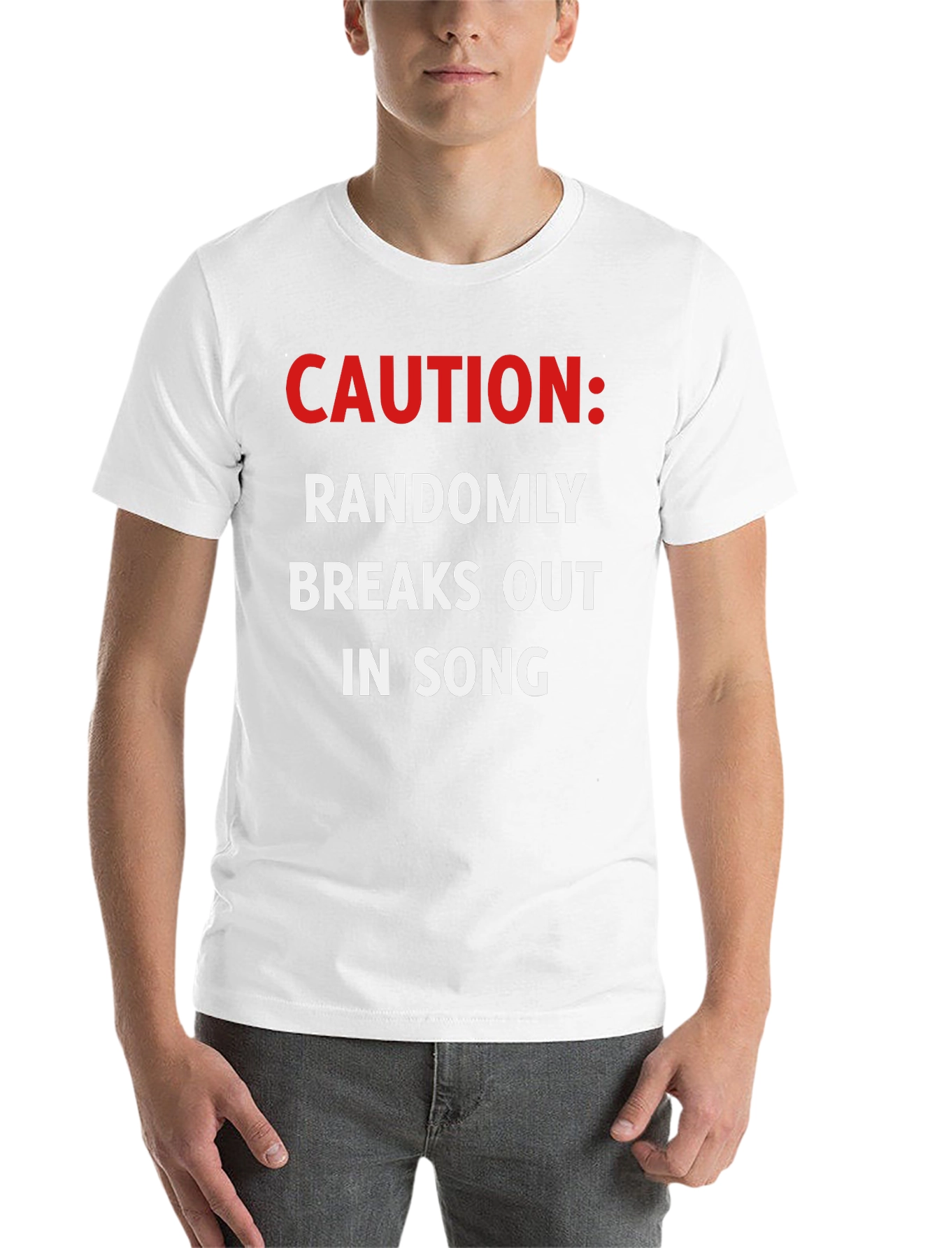 Black Caution Randomly Breaks Out In Song Black T-Shirt view 14