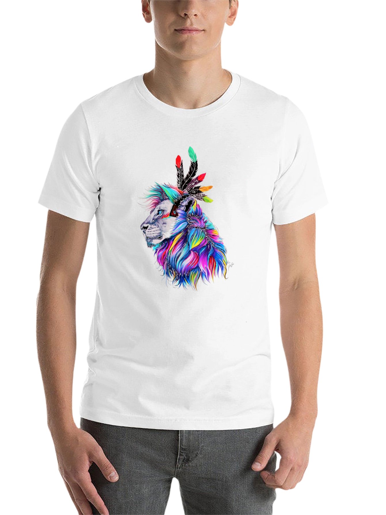 Black Lion Headdress Graphic T-Shirt view 14