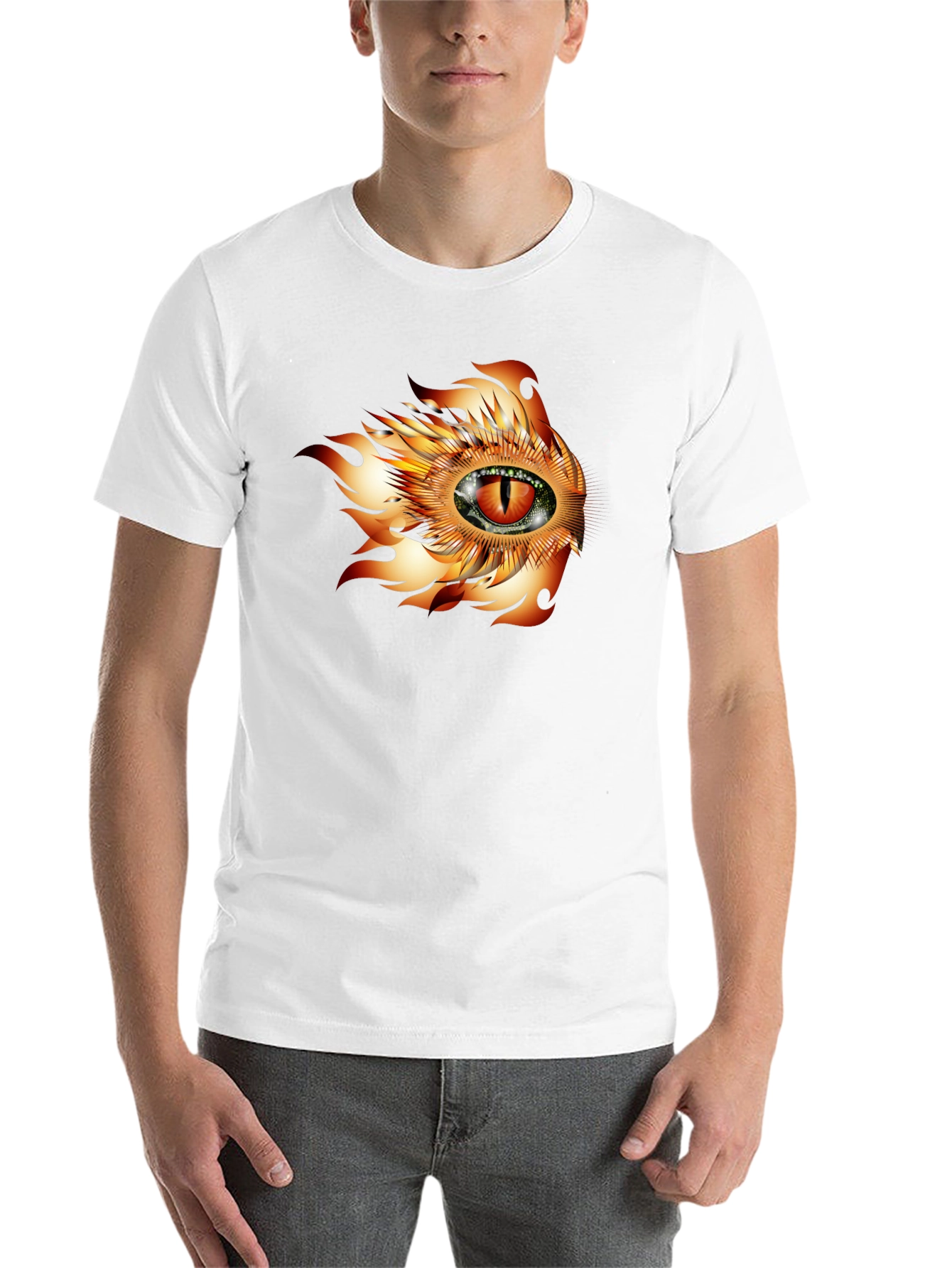 Black Fiery Eye Graphic T-Shirt - Bold Black Cotton Tee view 14