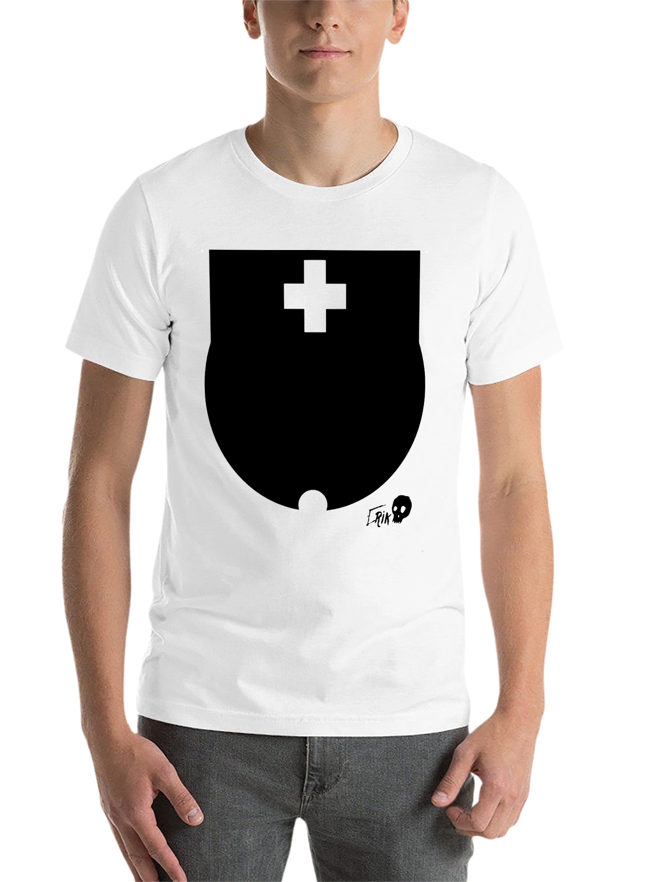 Black Modern Black Graphic T-Shirt with Shield Design view 14