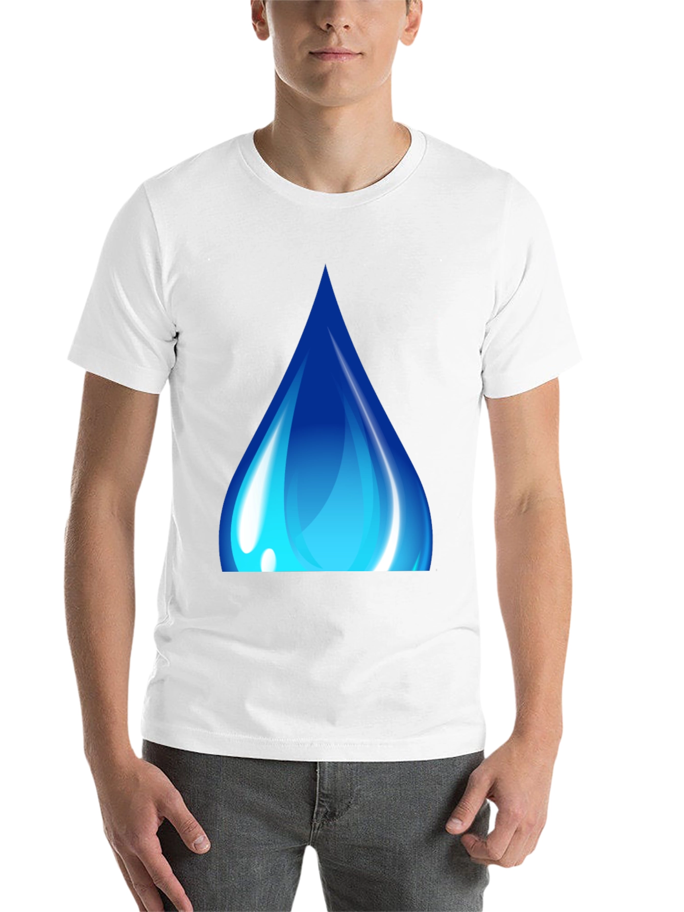 Black Blue Water Drop Graphic Black T-Shirt view 14