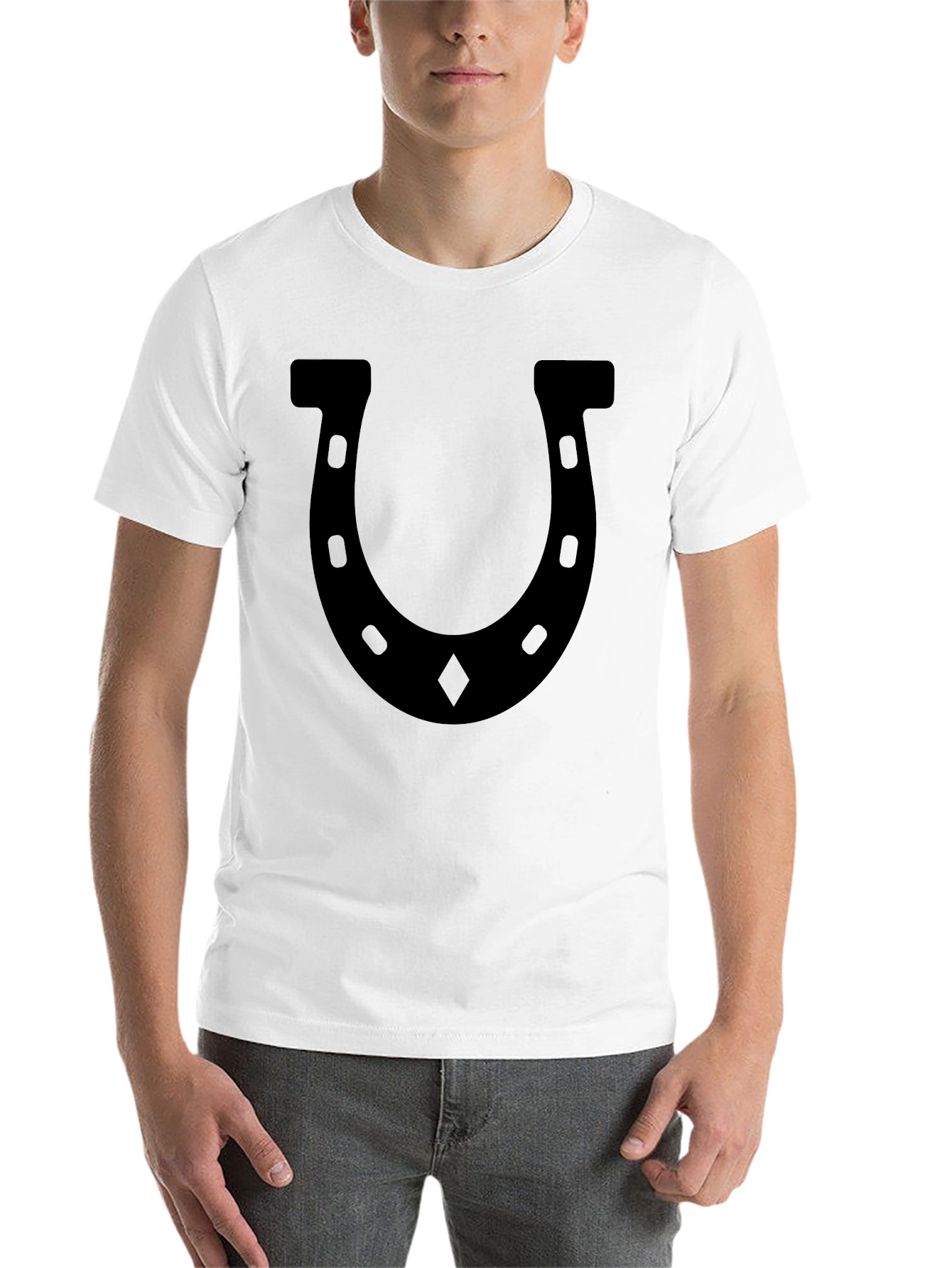 Black Lucky Horseshoe Black Graphic T-Shirt view 14