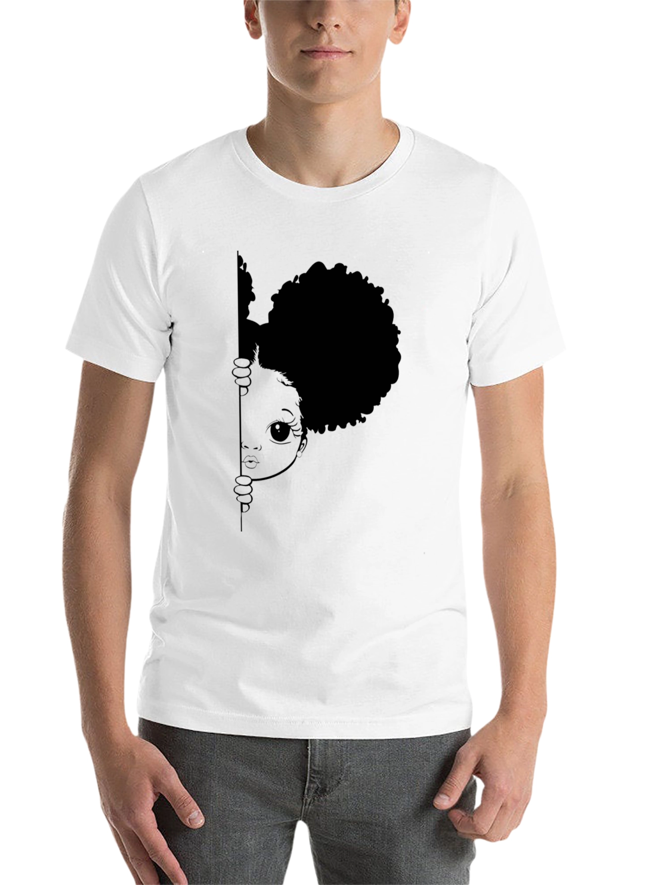 Black Afro Girl Peek-a-Boo Graphic Tee view 14