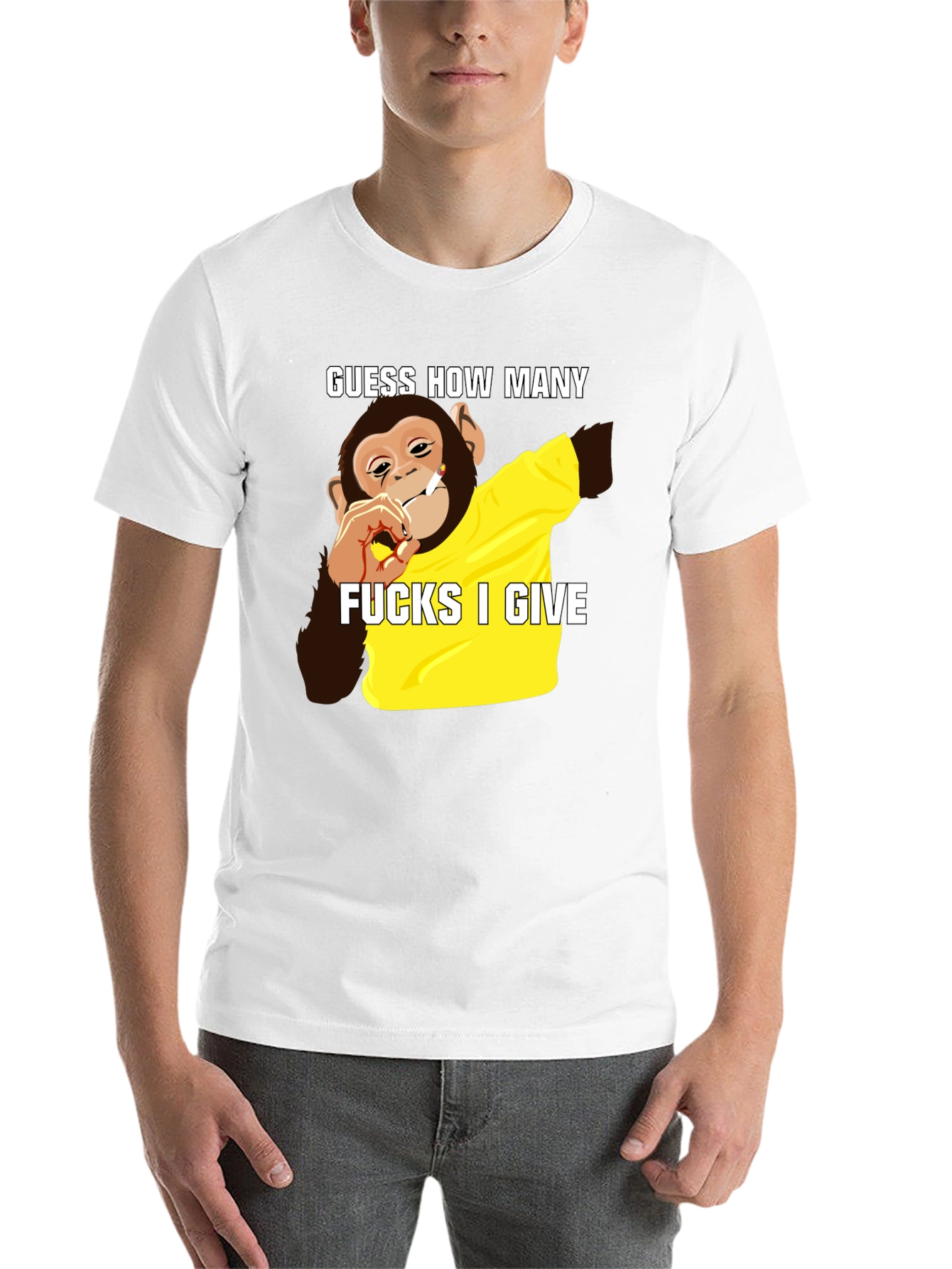 Black Guess How Many F*cks Monkey T-Shirt view 14