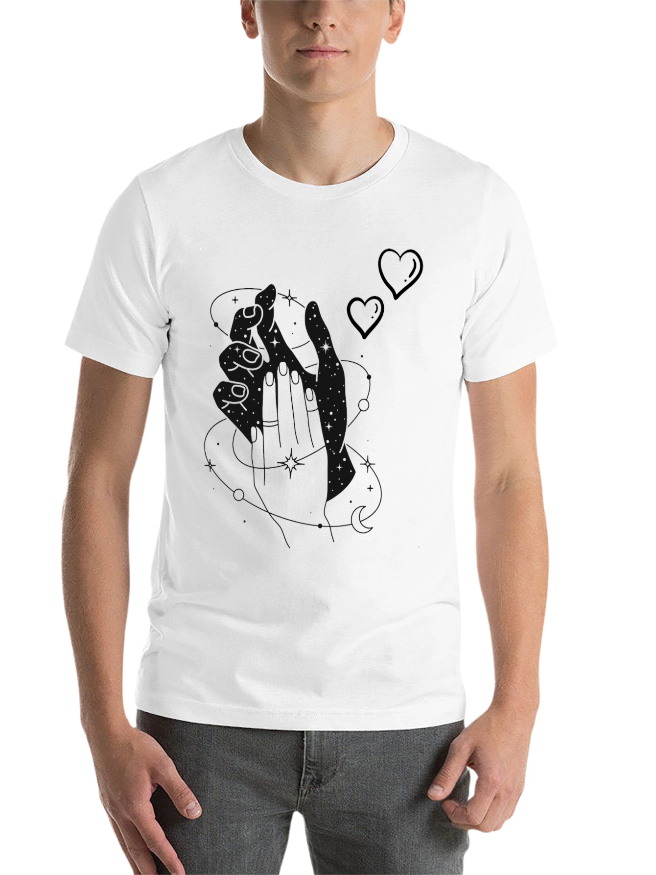 Black Modern Black Graphic Tee with Heart Accents view 14