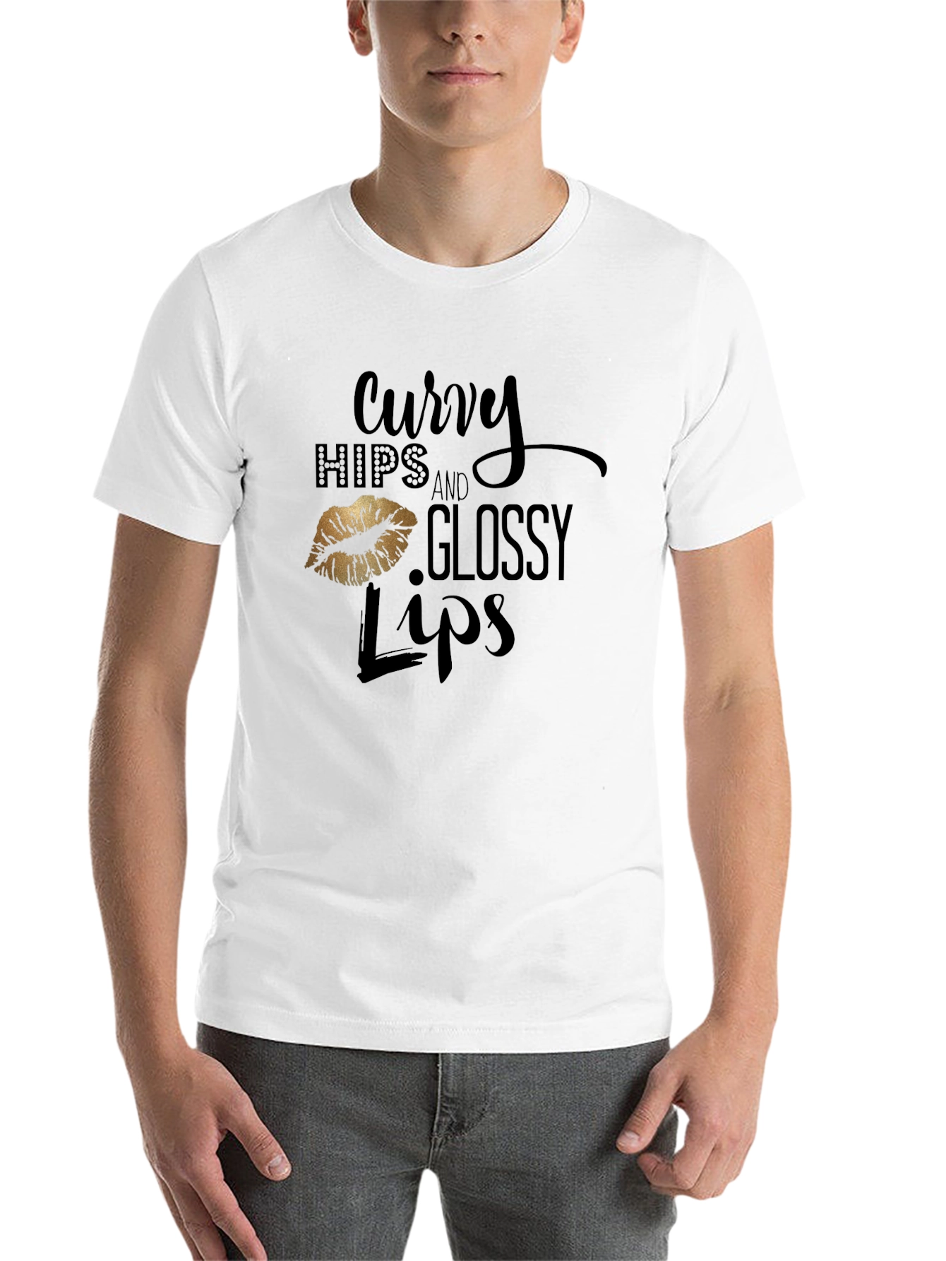 Black Curvy Hips & Glossy Lips Graphic Tee - Black view 14