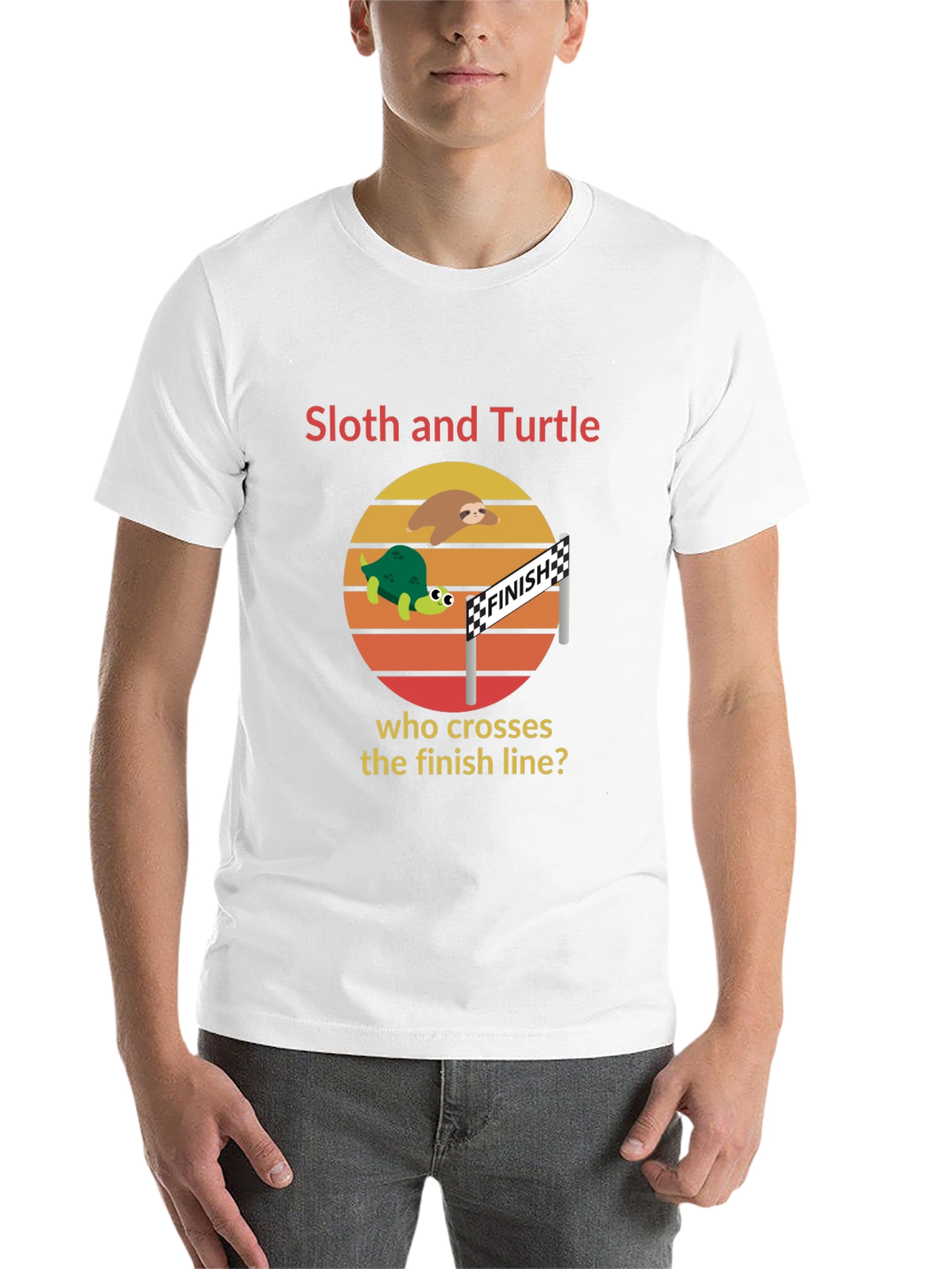 Black Sloth and Turtle Race T-Shirt Funny Graphic Tee view 14