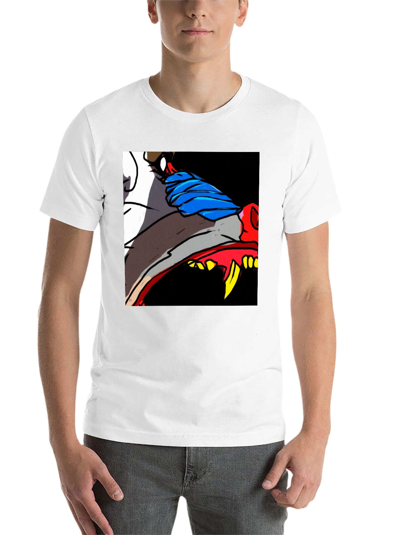 Black Cartoon Wolf Graphic Tee - Black view 14