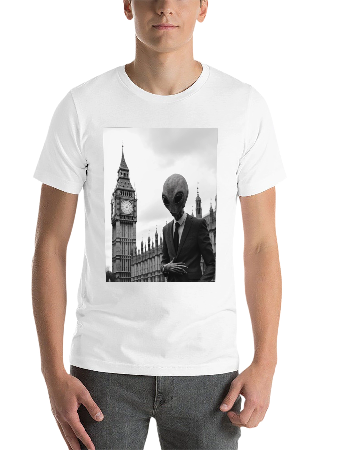 Black Alien in London T-Shirt - Men's Graphic Tee view 14