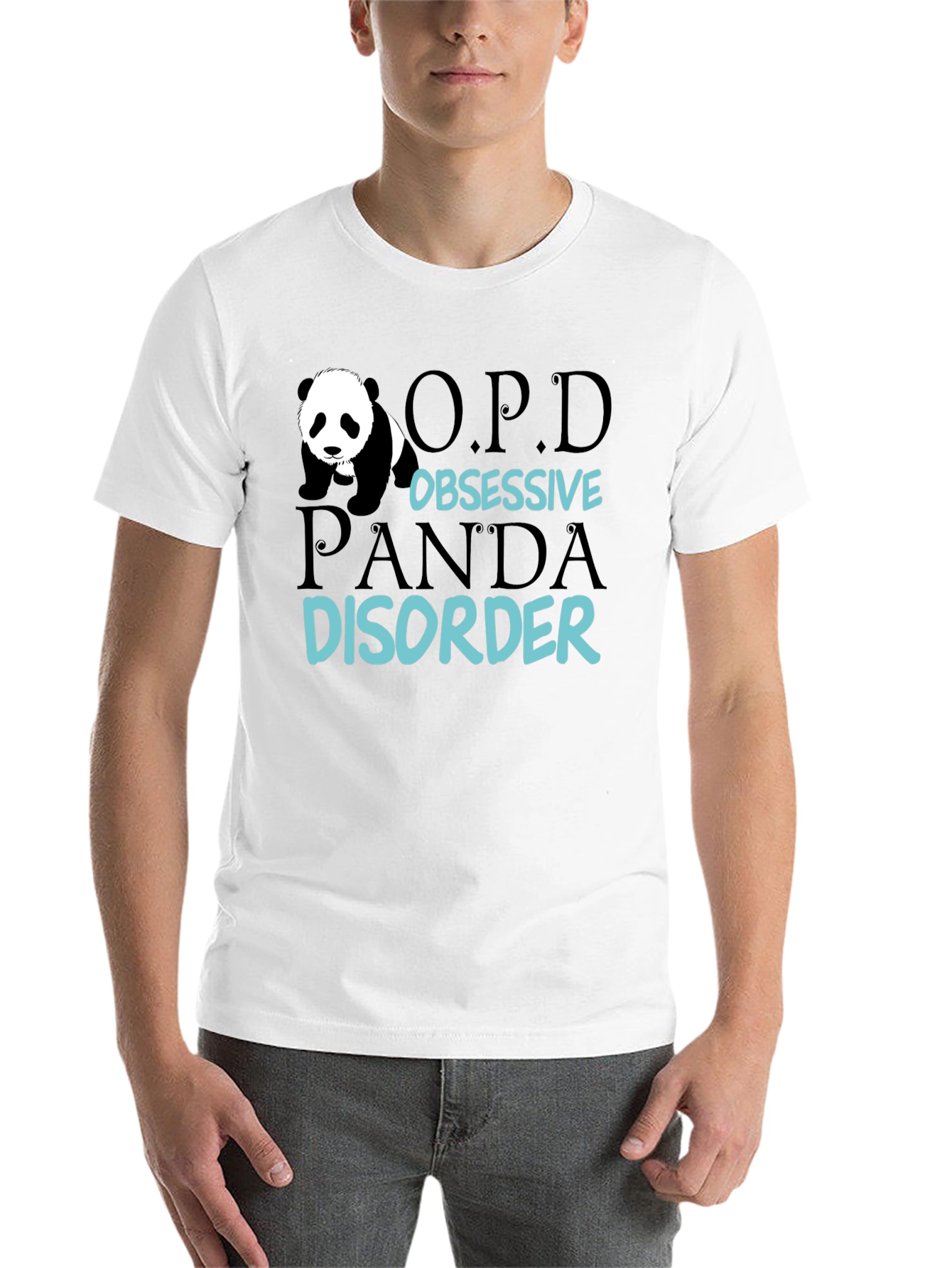 Black Obsessive Panda Disorder Funny Graphic Tee view 14