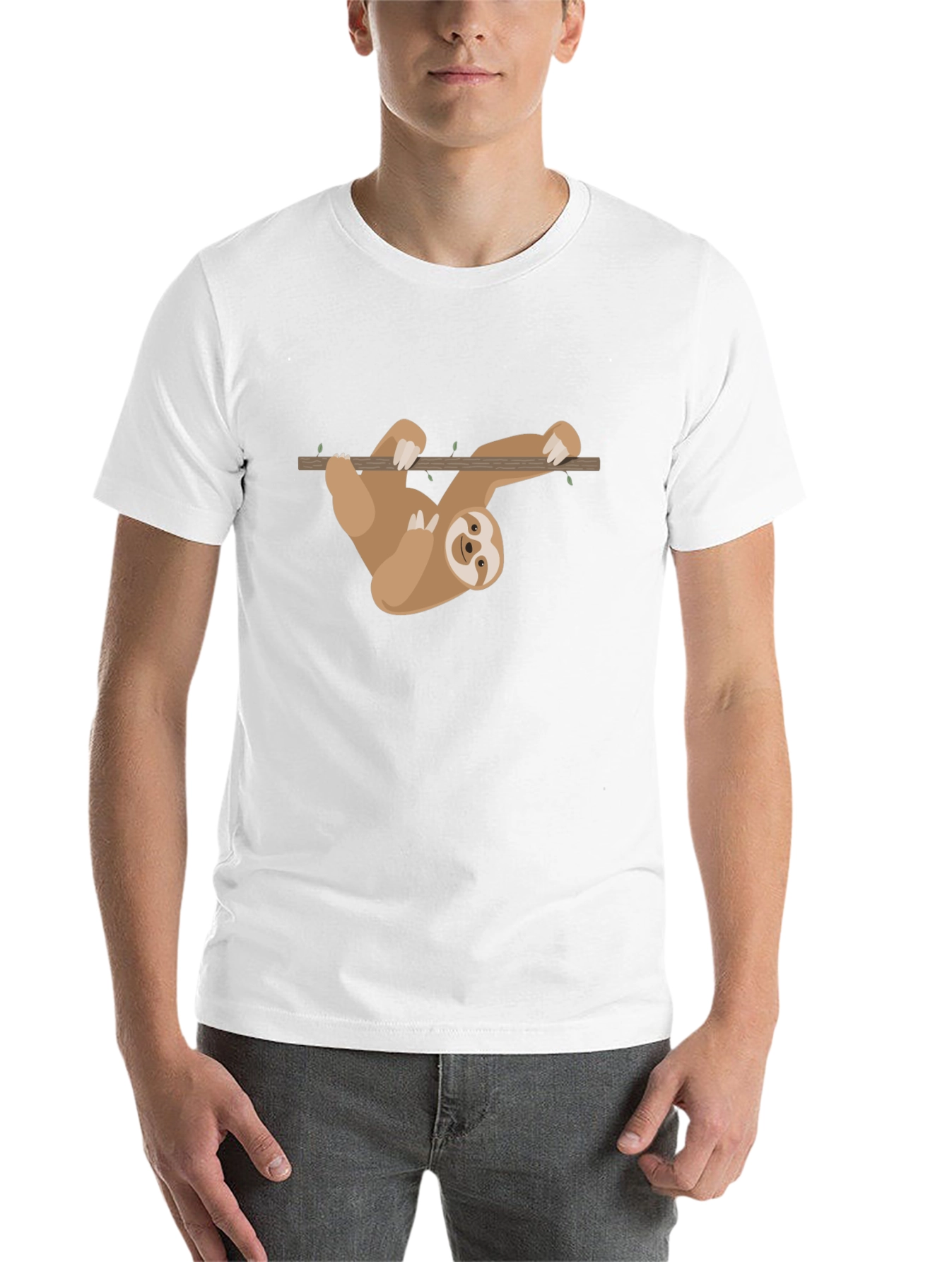 Black Sloth Hanging T-Shirt - Cute Cartoon Design view 14