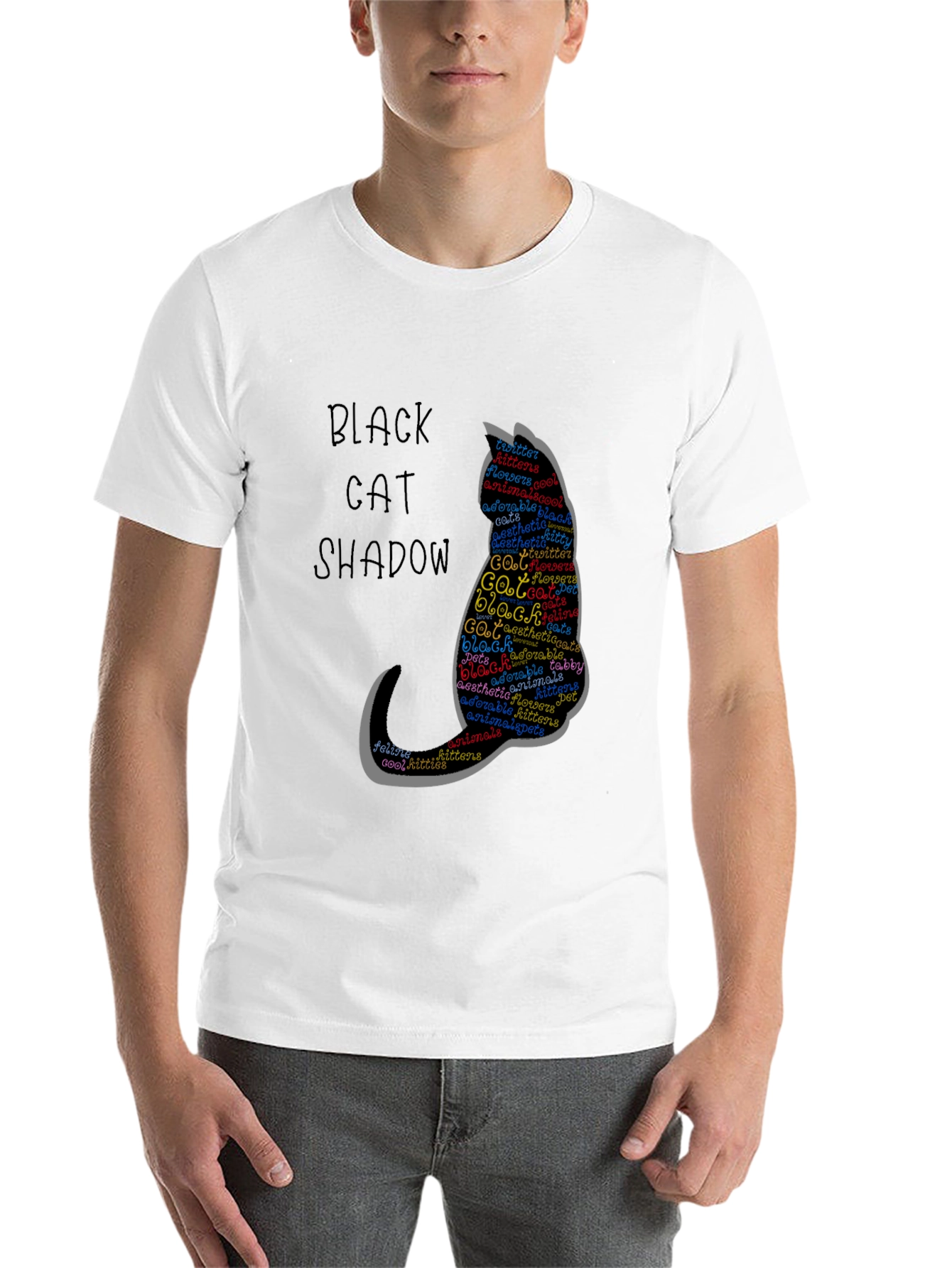 Black Black Cat Shadow Word Art T-Shirt, Pet Lover Gift view 14