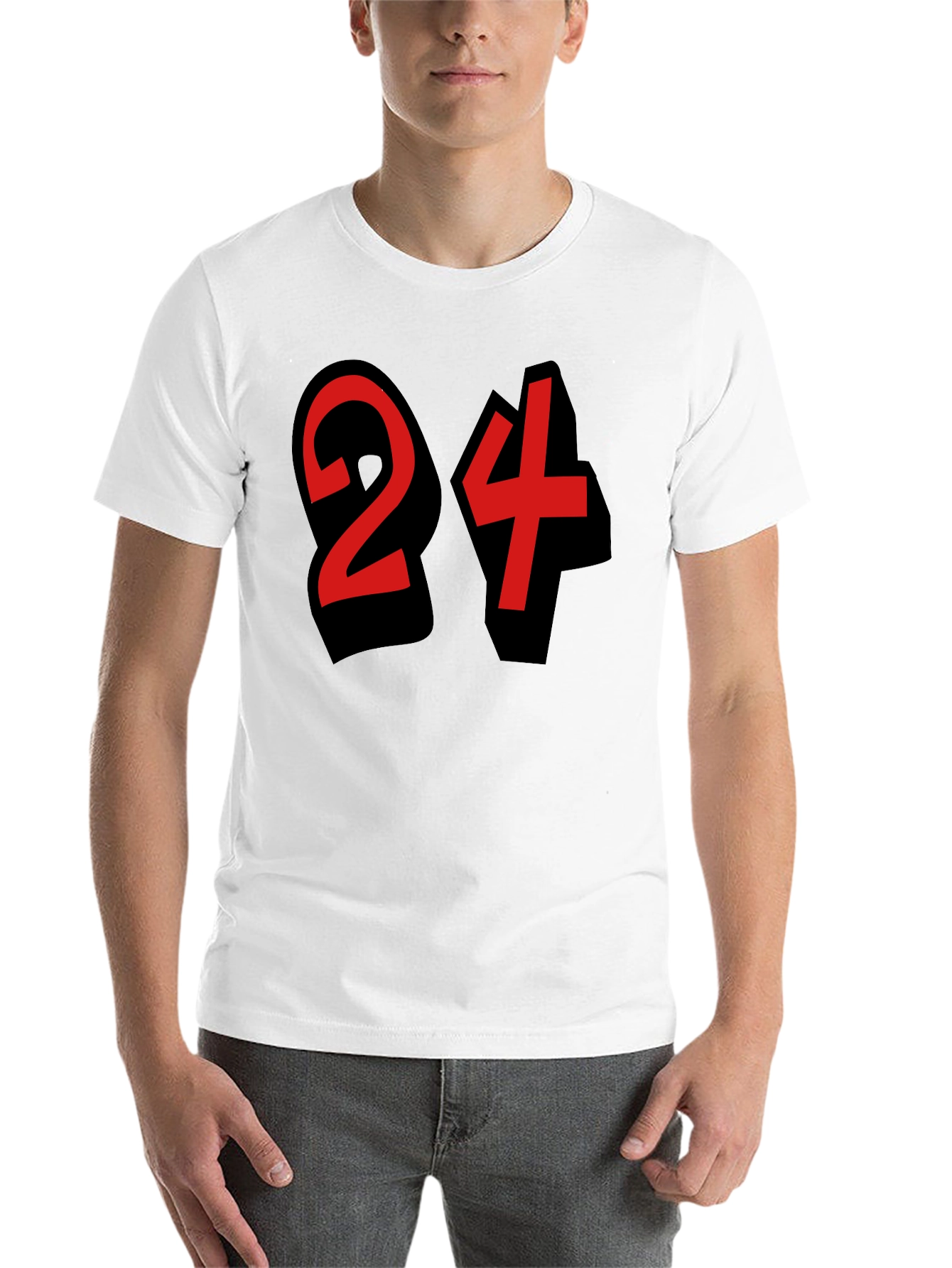 Black Bold Number 24 Graphic Tee - Black Cotton Blend view 14