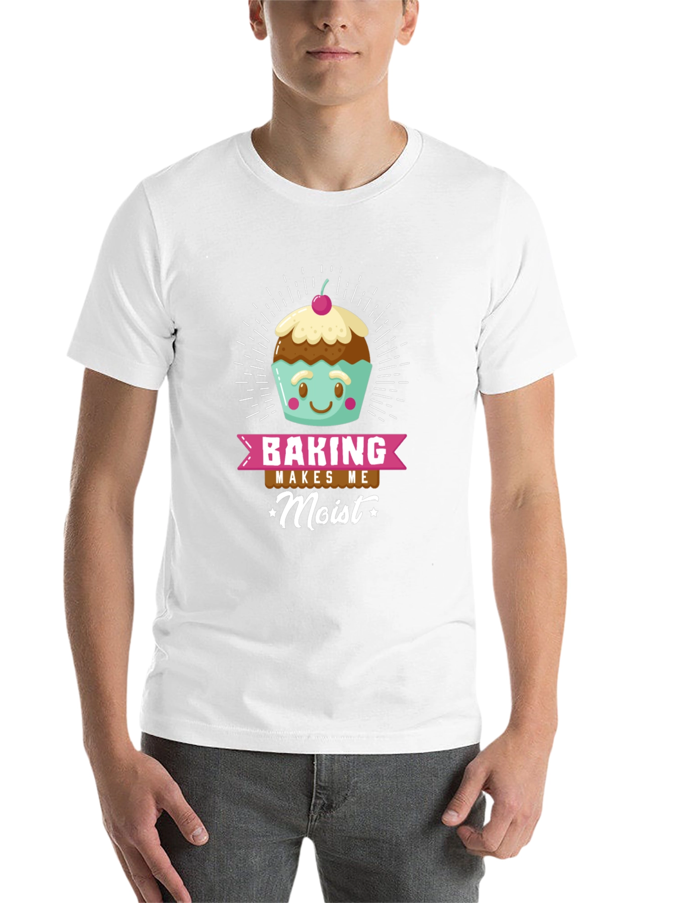Black Baking Makes Me Moist Funny T-Shirt view 14