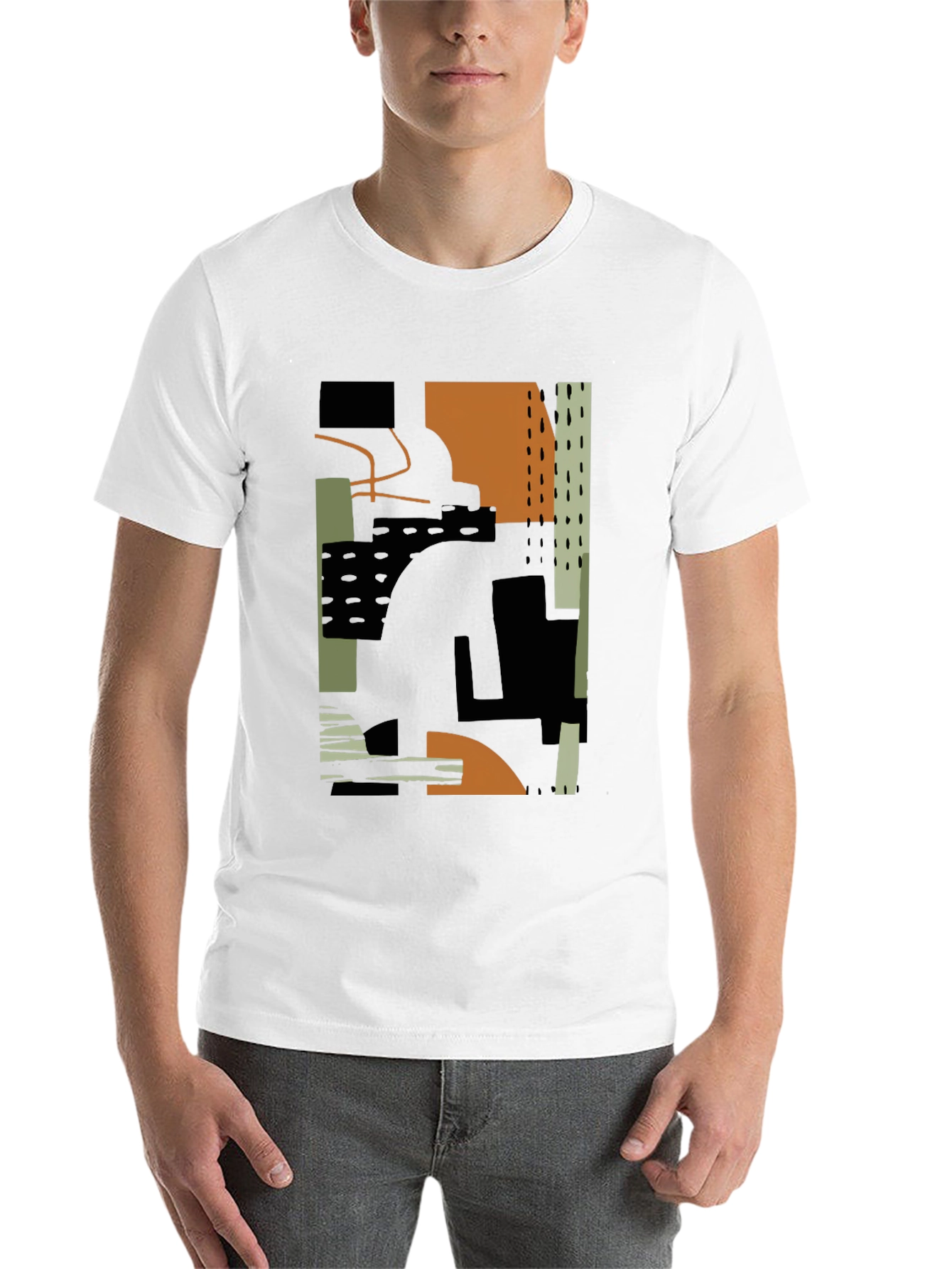 Black Abstract Art Tee - Modern Black T-Shirt view 14