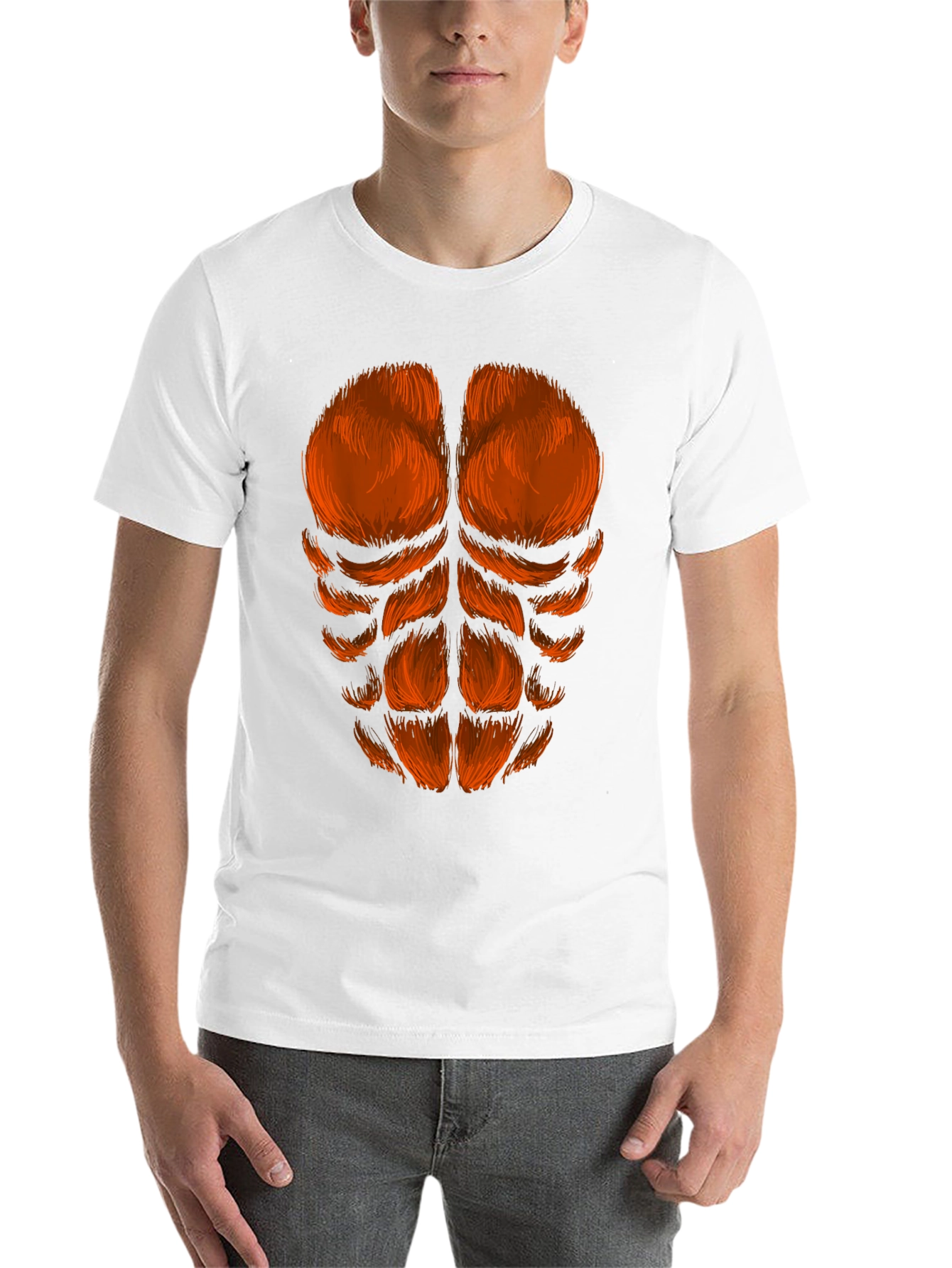 Black Funny Hairy Chest Abs T-Shirt - Black view 14