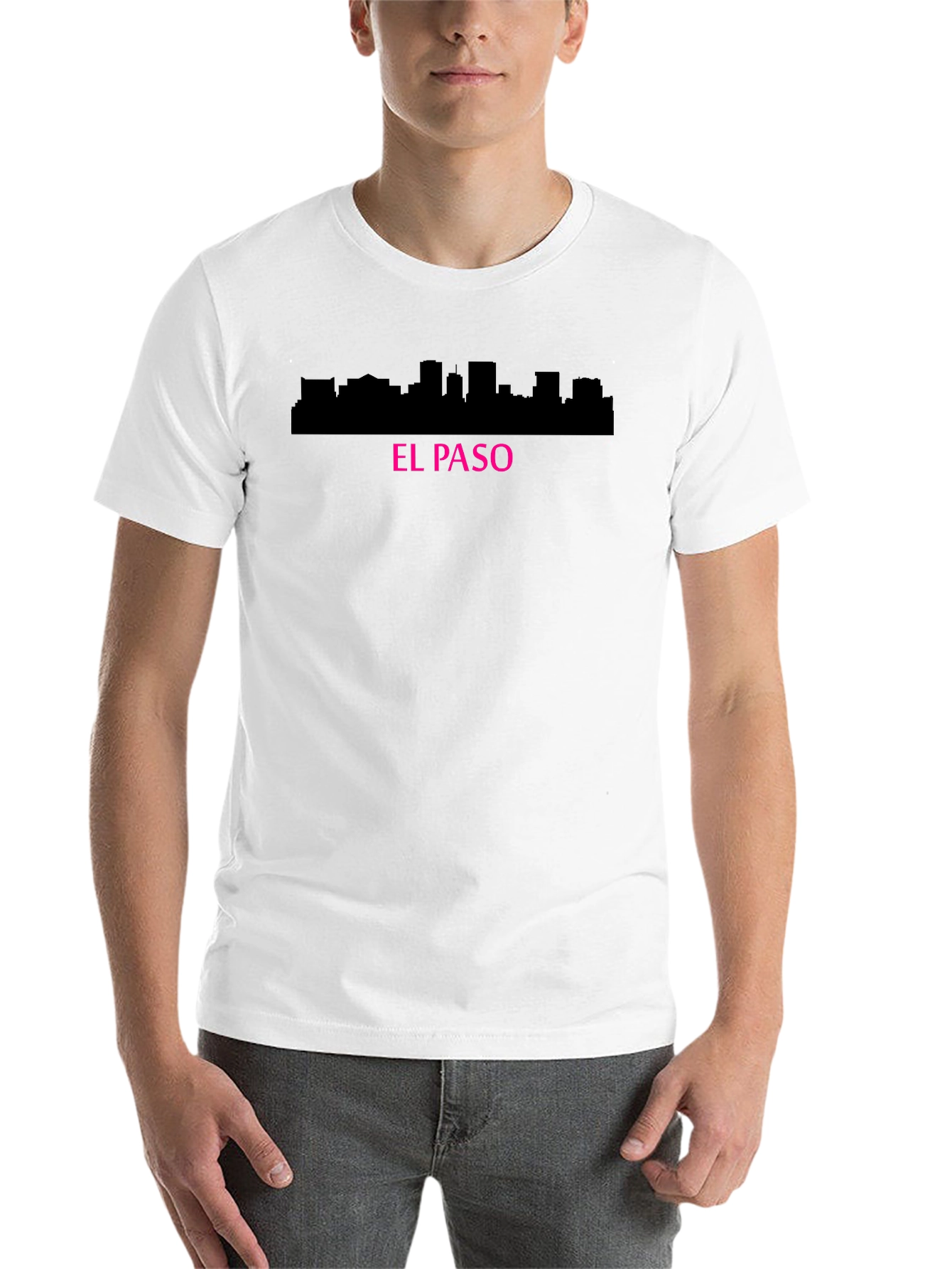 Black El Paso Cityscape Black Graphic T-Shirt view 14
