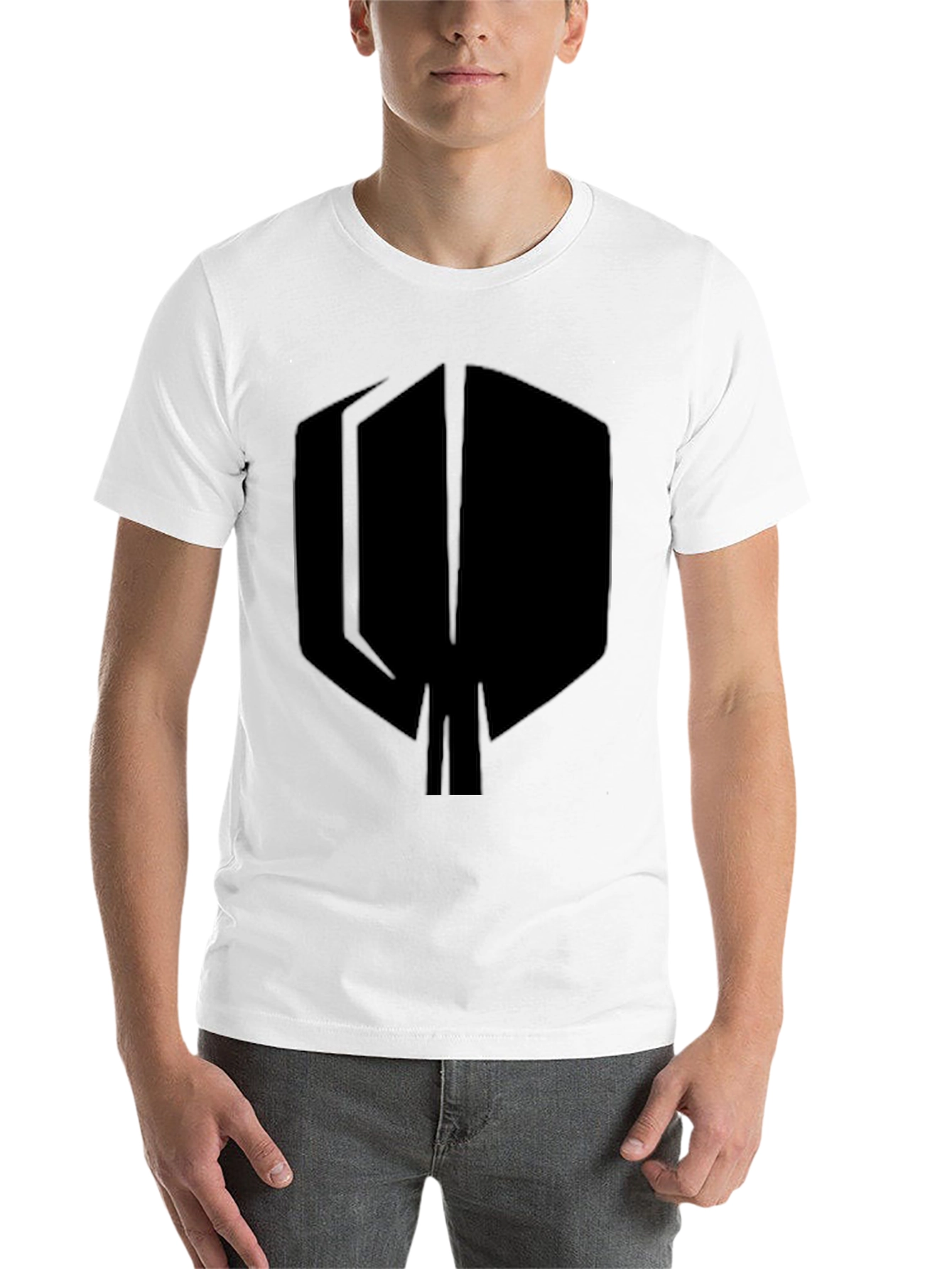 Black Black T-Shirt with Abstract Geometric Spade Design view 14