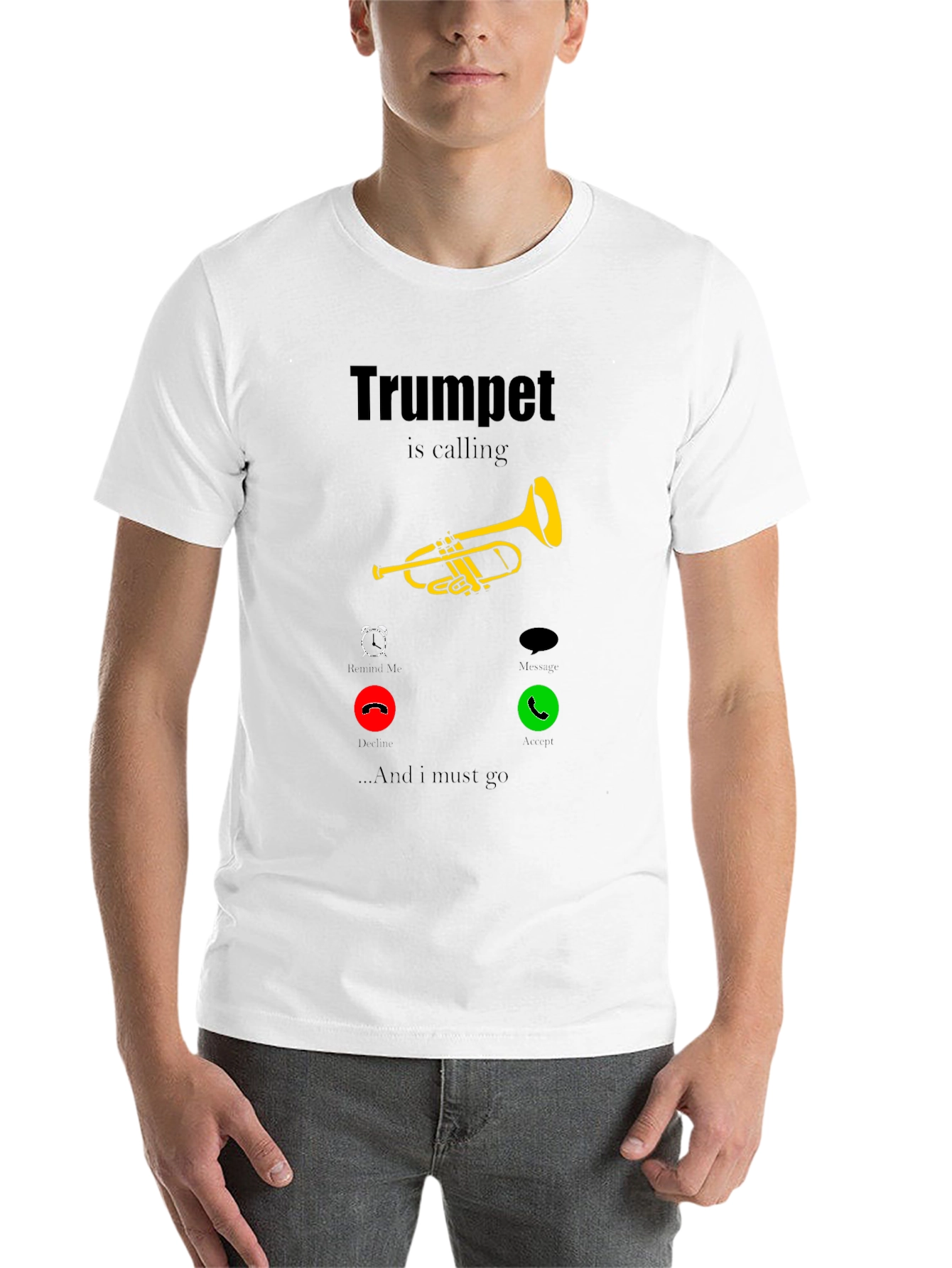 Black Trumpet is Calling T-Shirt - Musician Humor view 14