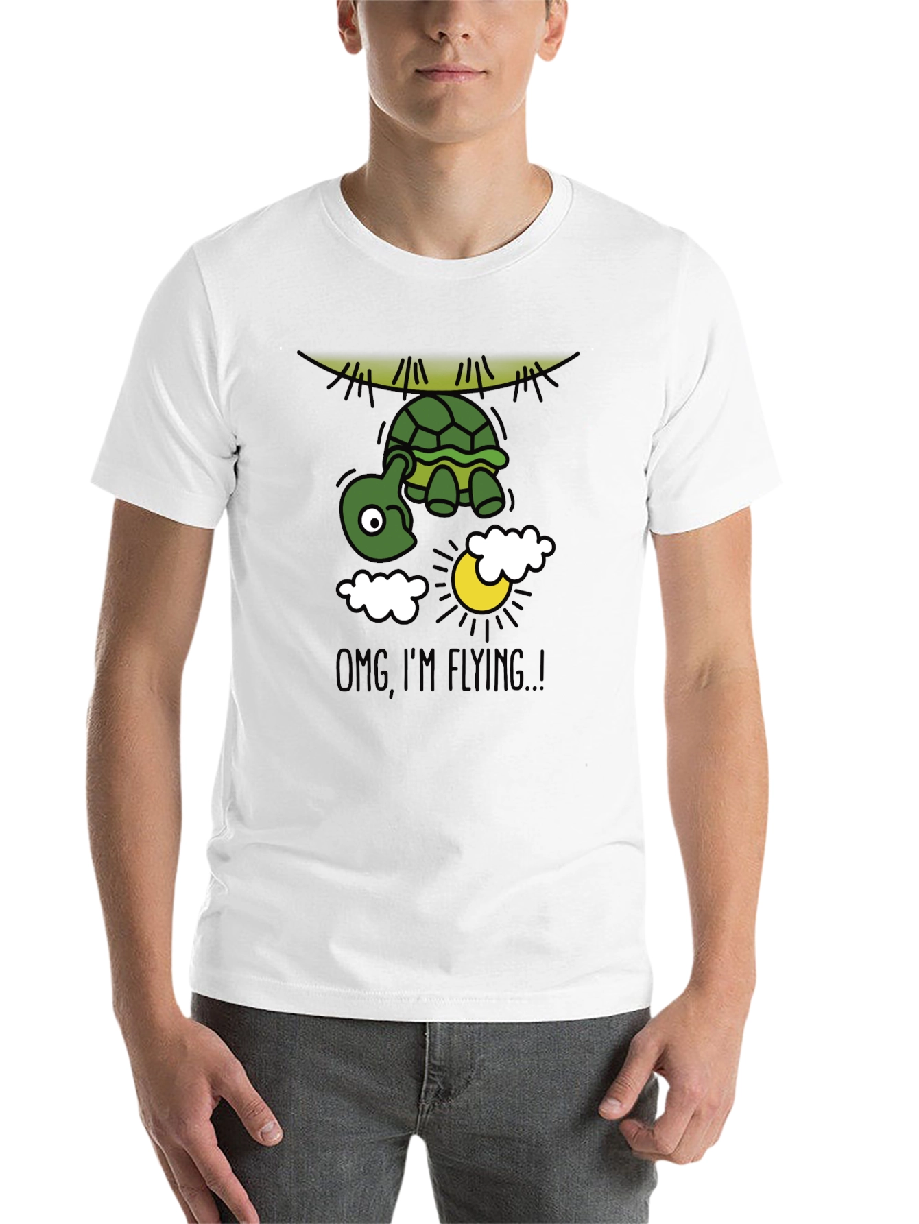 Black Funny Flying Turtle Graphic Tee view 14