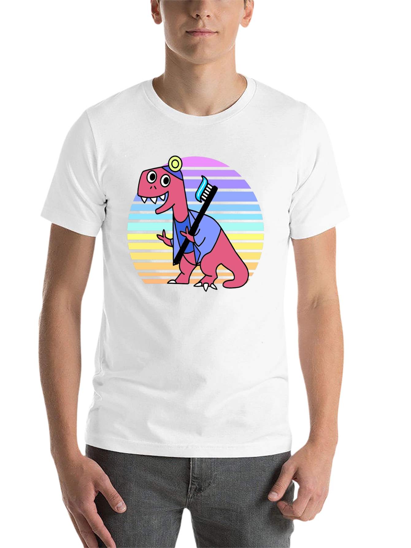 Black Dino Dentist T-Shirt - Novelty Graphic Tee view 14
