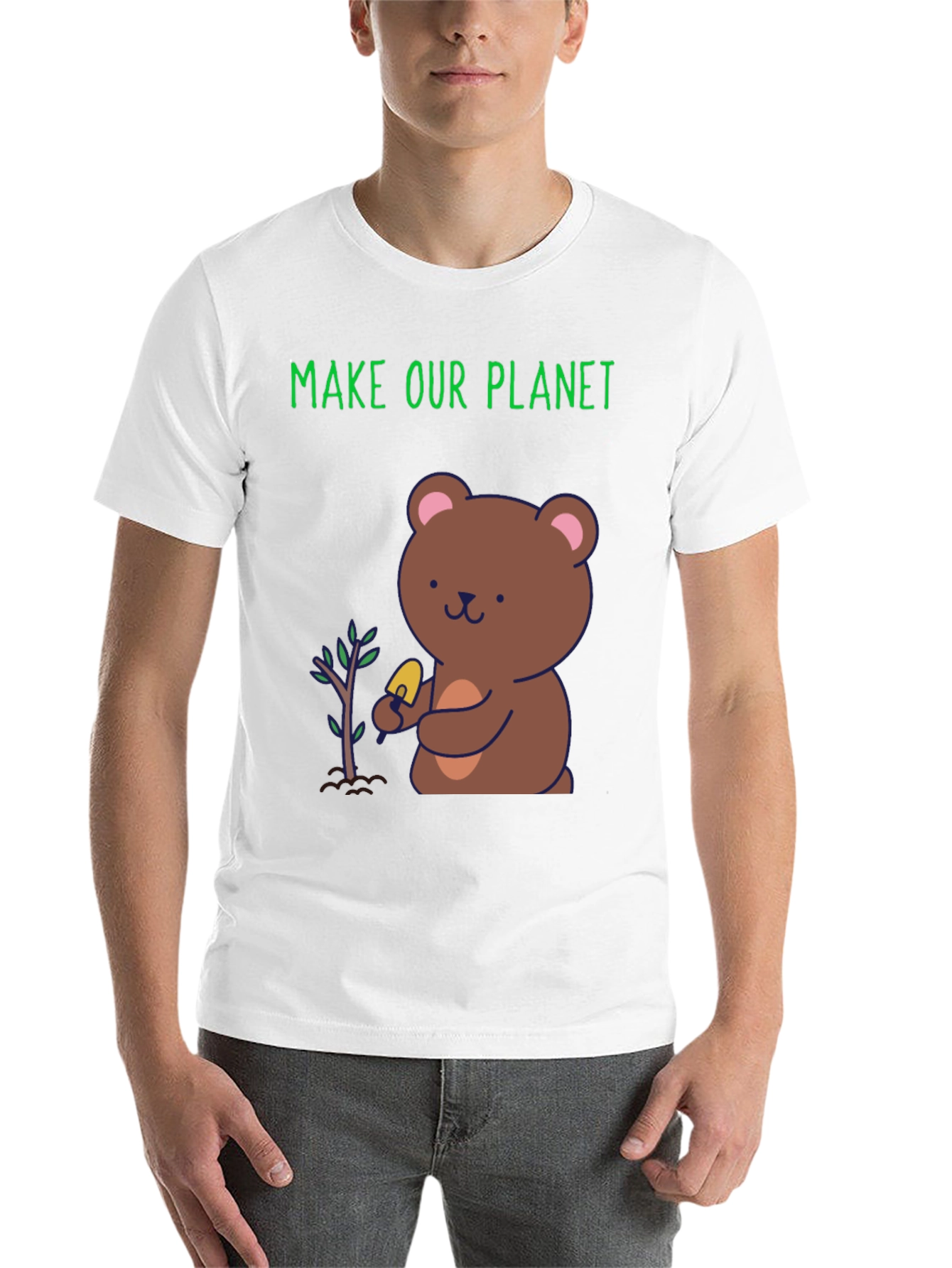 Black Plant a Tree Bear Graphic Tee - Make Our Planet view 14