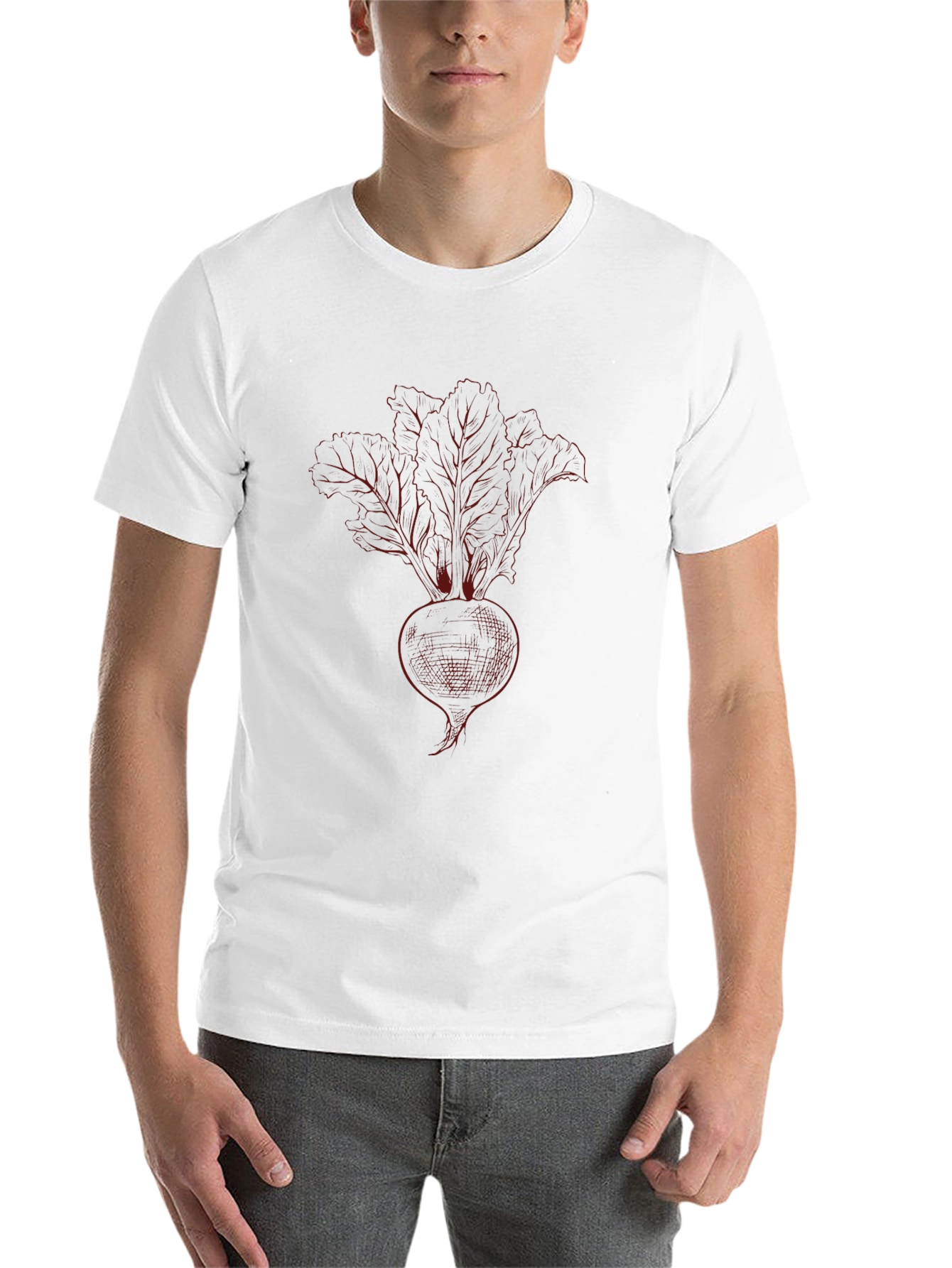 Black Beetroot Sketch Graphic Tee - Black Cotton T-Shirt view 14