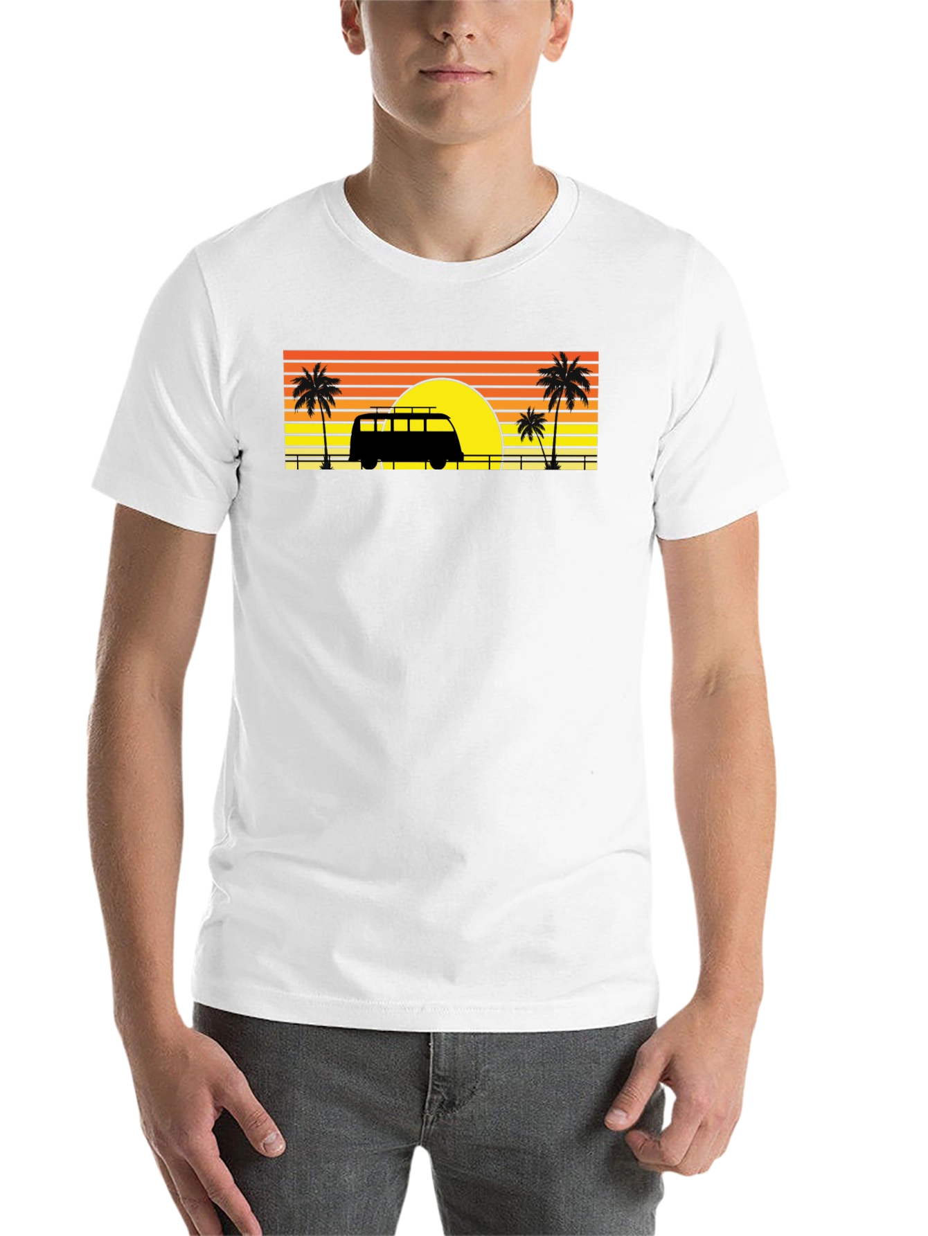 Black Sunset Van Palm Tee - Retro Beach Vibes view 14