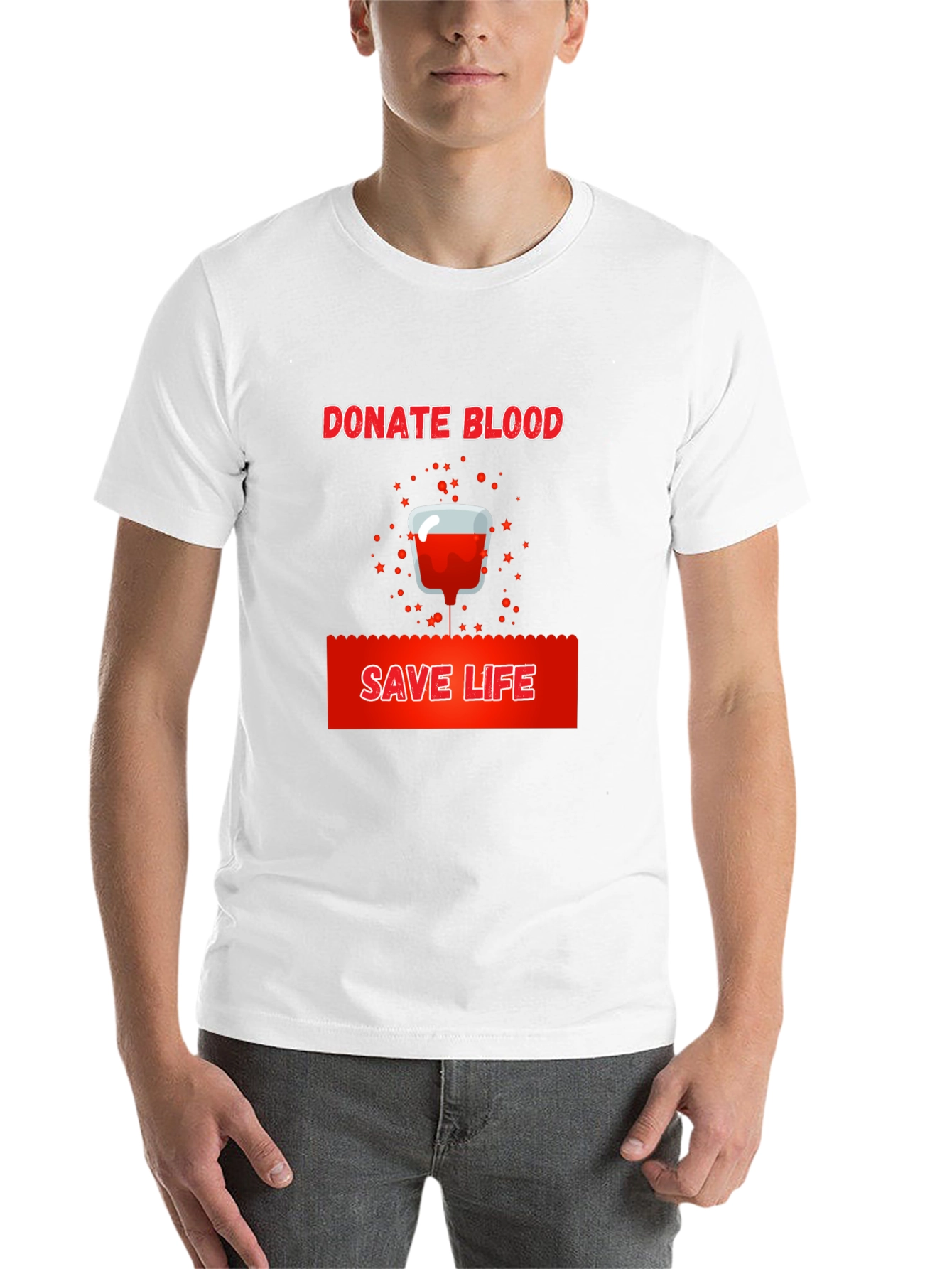 Donate Blood Save Life Graphic Tee - Black Cotton T-Shirt - 14