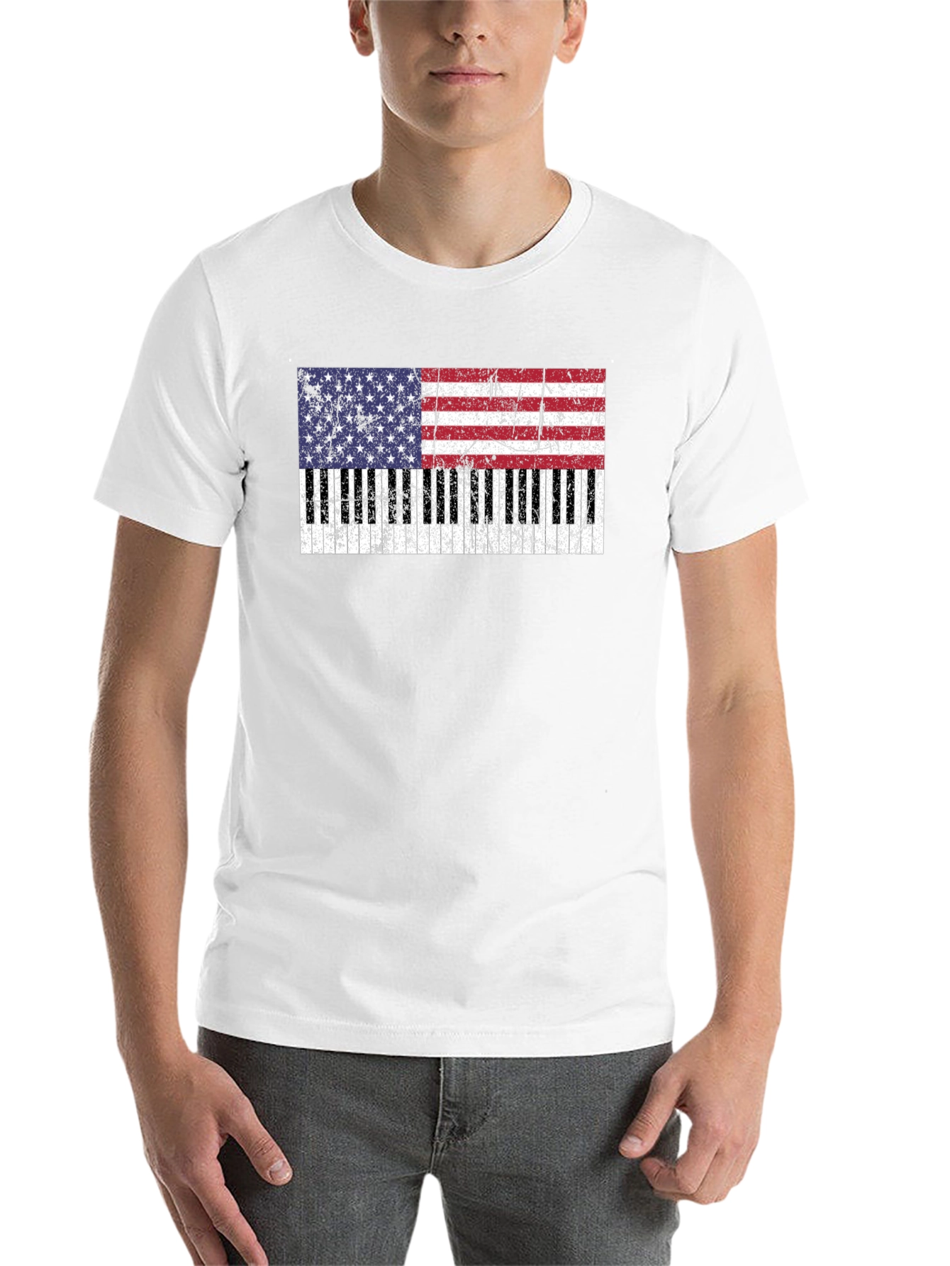 Piano Keys American Flag T-Shirt - 14