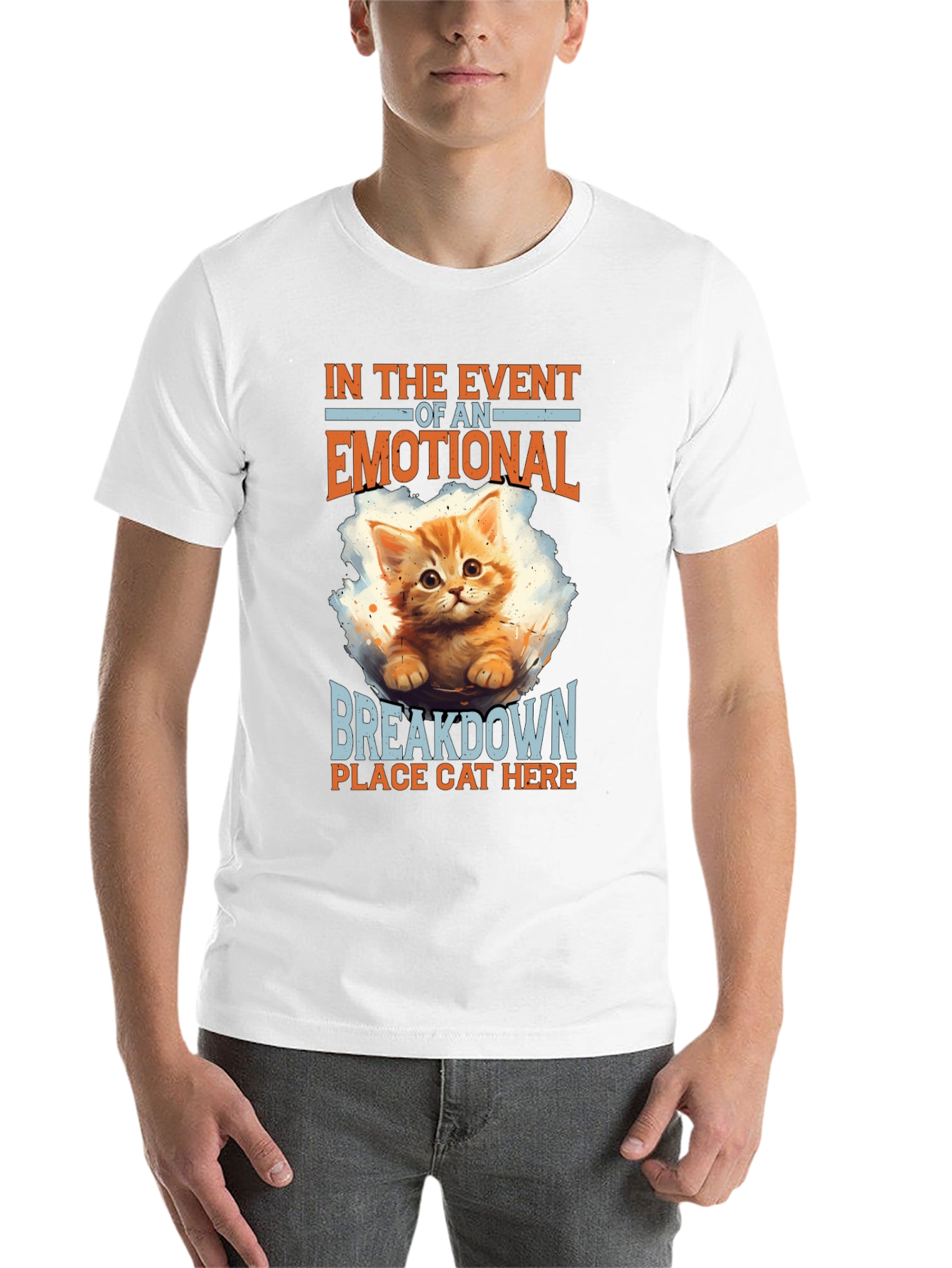 Black Emotional Breakdown Cat T-Shirt view 14
