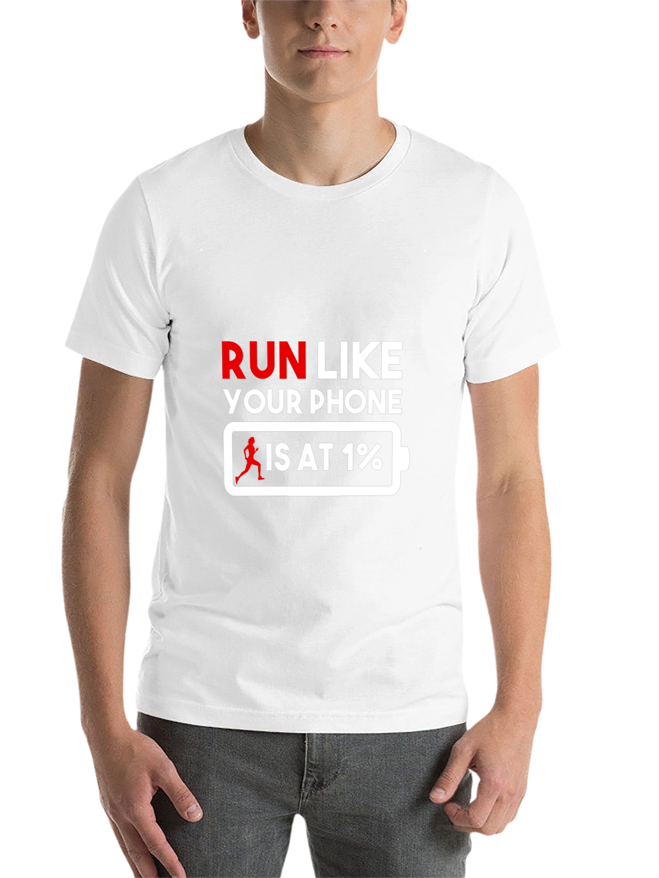 Black Run Like Your Phone is at 1% T-Shirt view 14