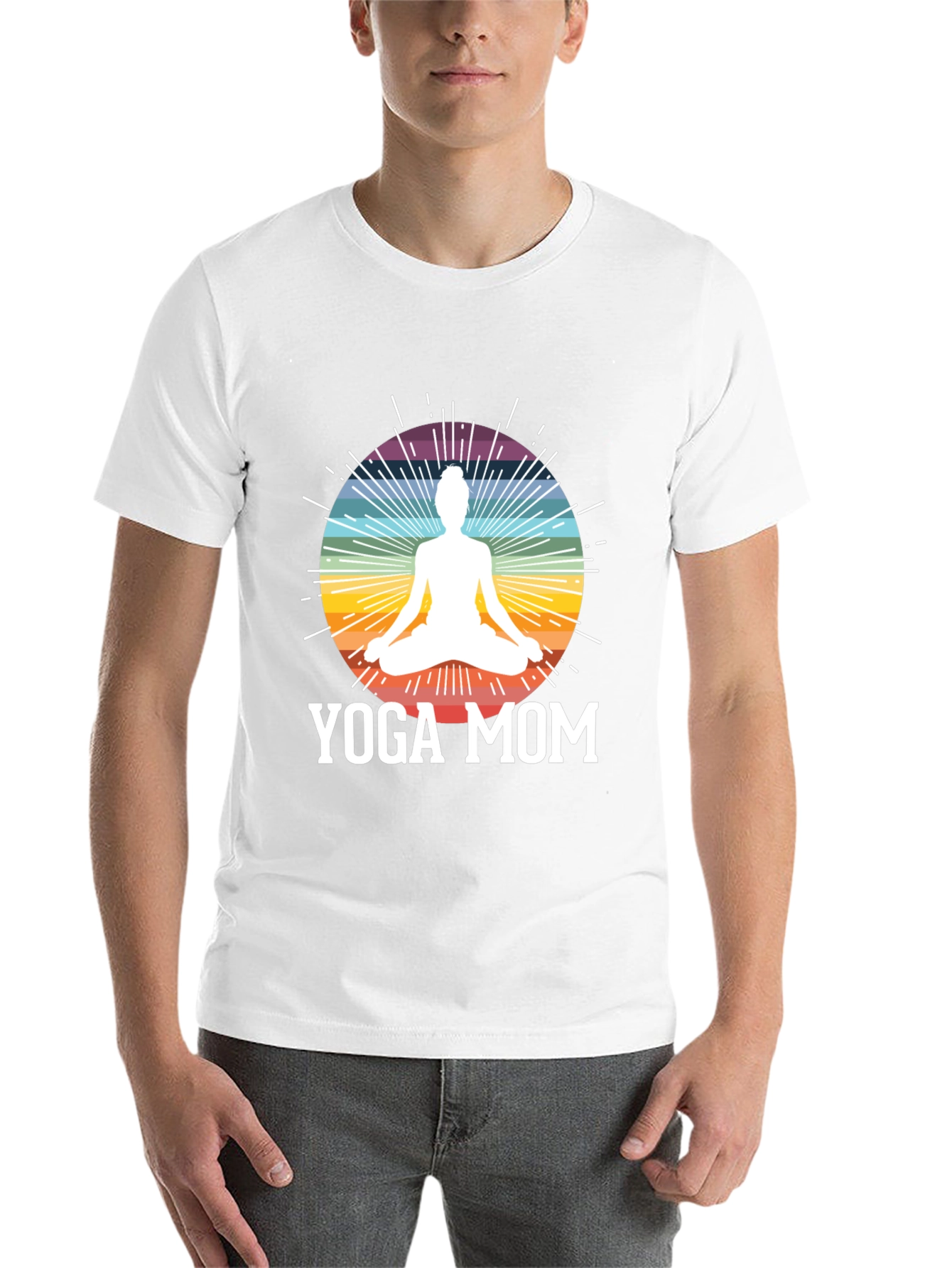 Black Yoga Mom Black T-Shirt - Meditation Rainbow Design view 14